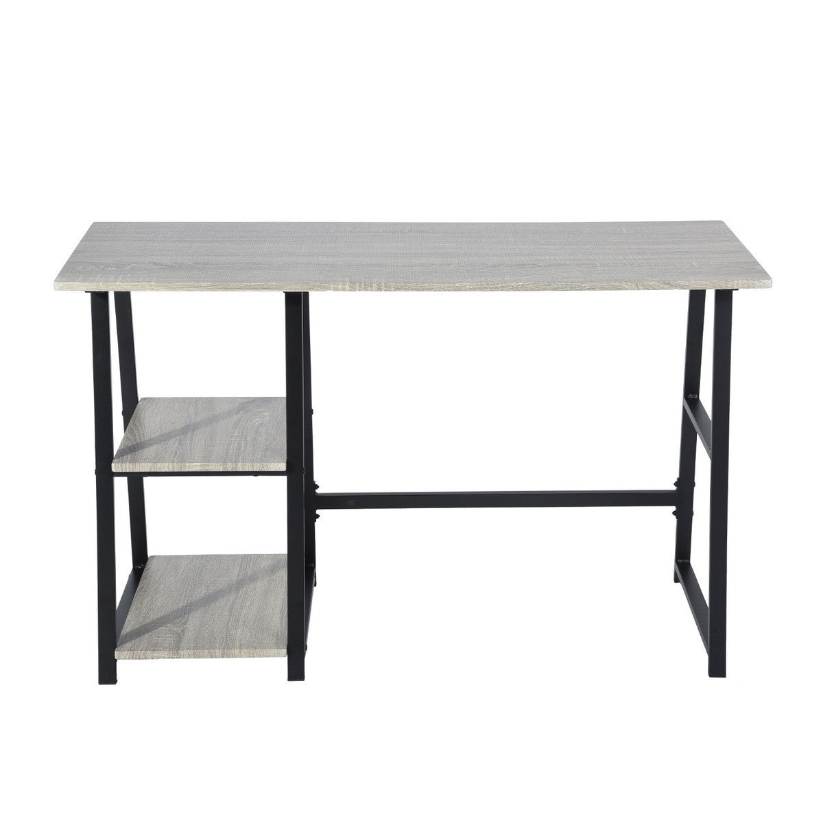 Modern Geo Dark Grey Home Office Table With Storage Shelves By Homeroots | Desks | Modishstore - 7