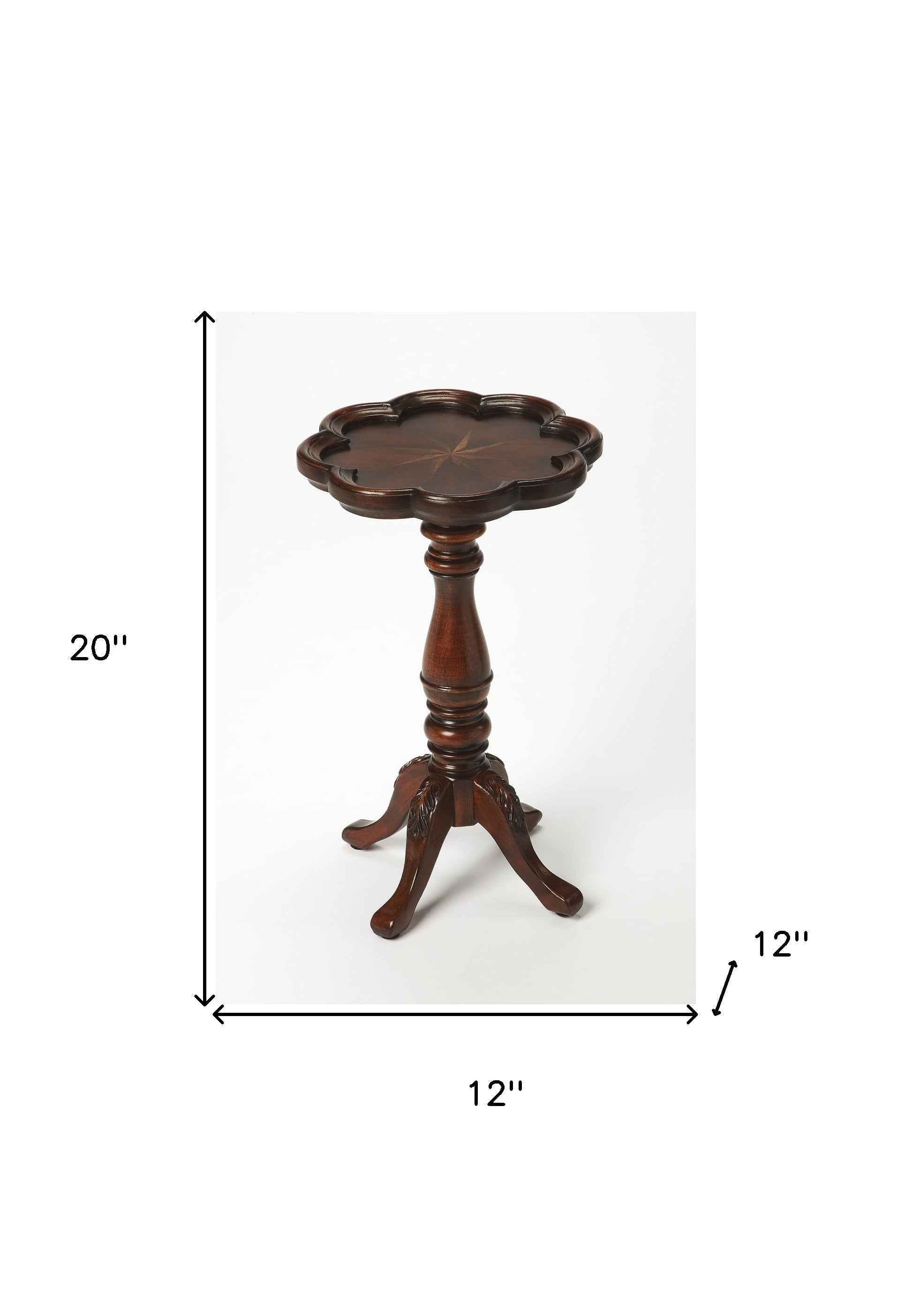 20" Dark Brown And Cherry Wood Floral Top End Table By Homeroots | End Tables | Modishstore - 8