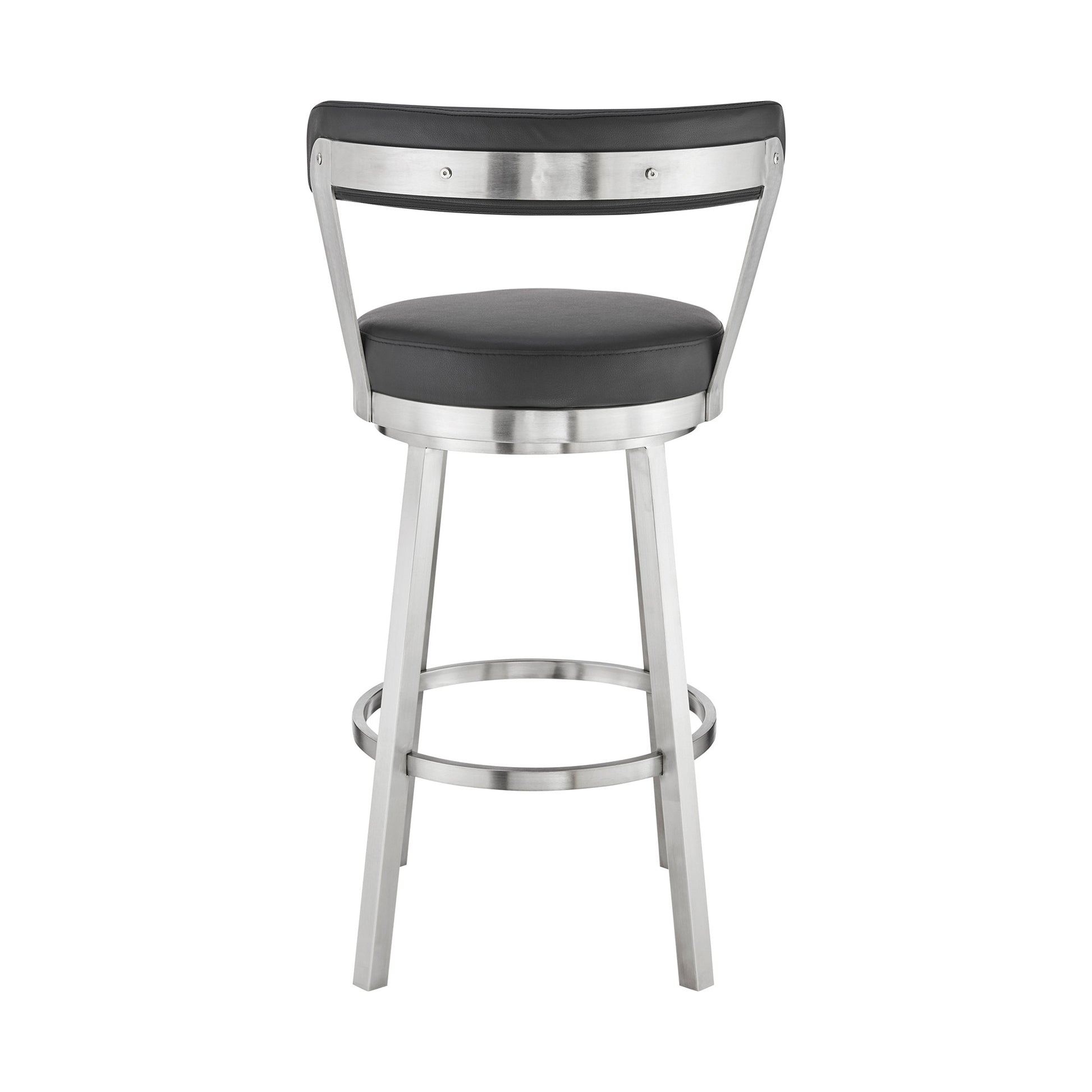 30" Chic Black Faux Leather with Stainless Steel Finish Swivel Bar Stool By Homeroots | Bar Stools | Modishstore - 6