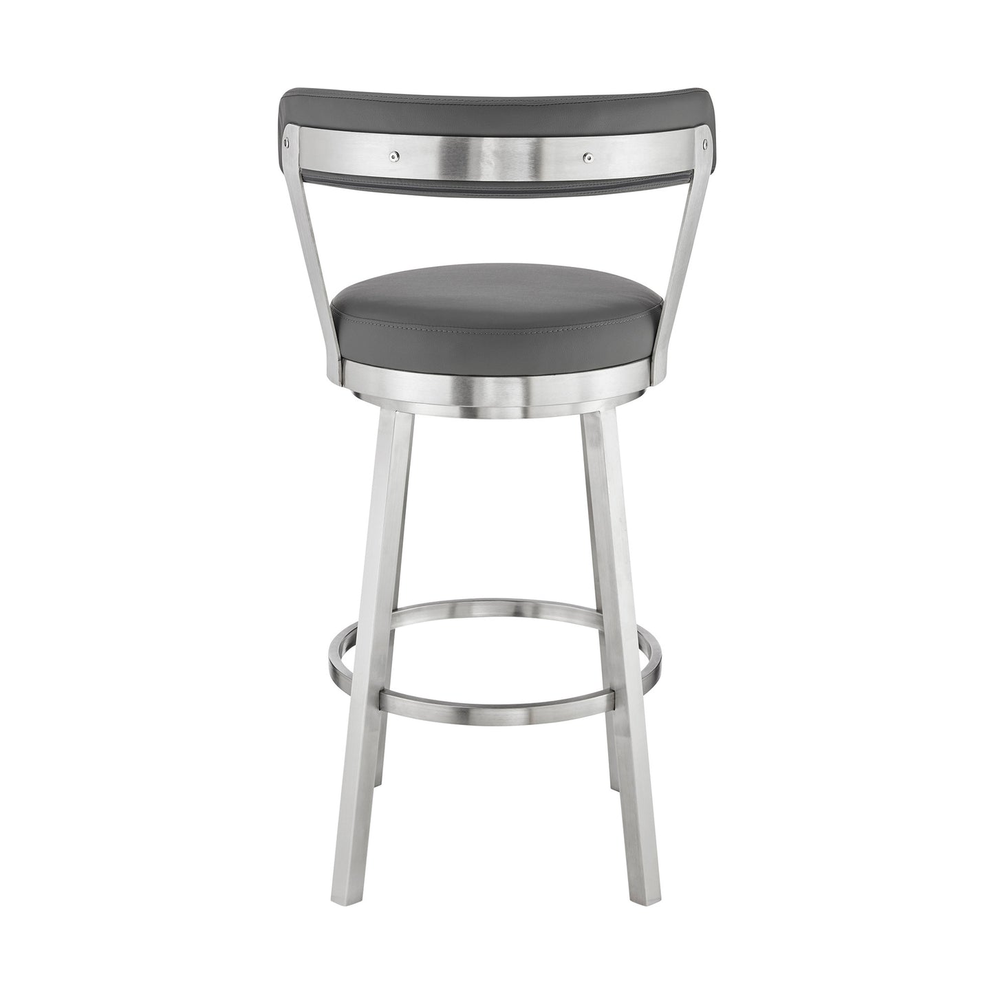 26" Chic Grey Faux Leather with Stainless Steel Finish Swivel Bar Stool By Homeroots | Bar Stools | Modishstore - 5