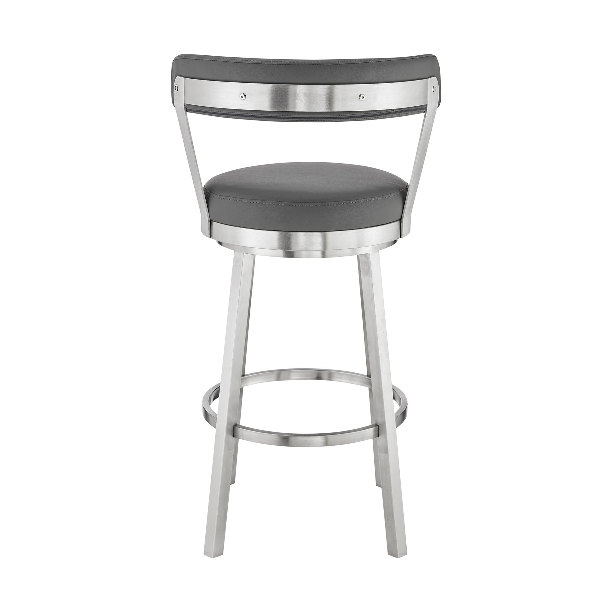 26" Chic Grey Faux Leather with Stainless Steel Finish Swivel Bar Stool By Homeroots | Bar Stools | Modishstore - 5