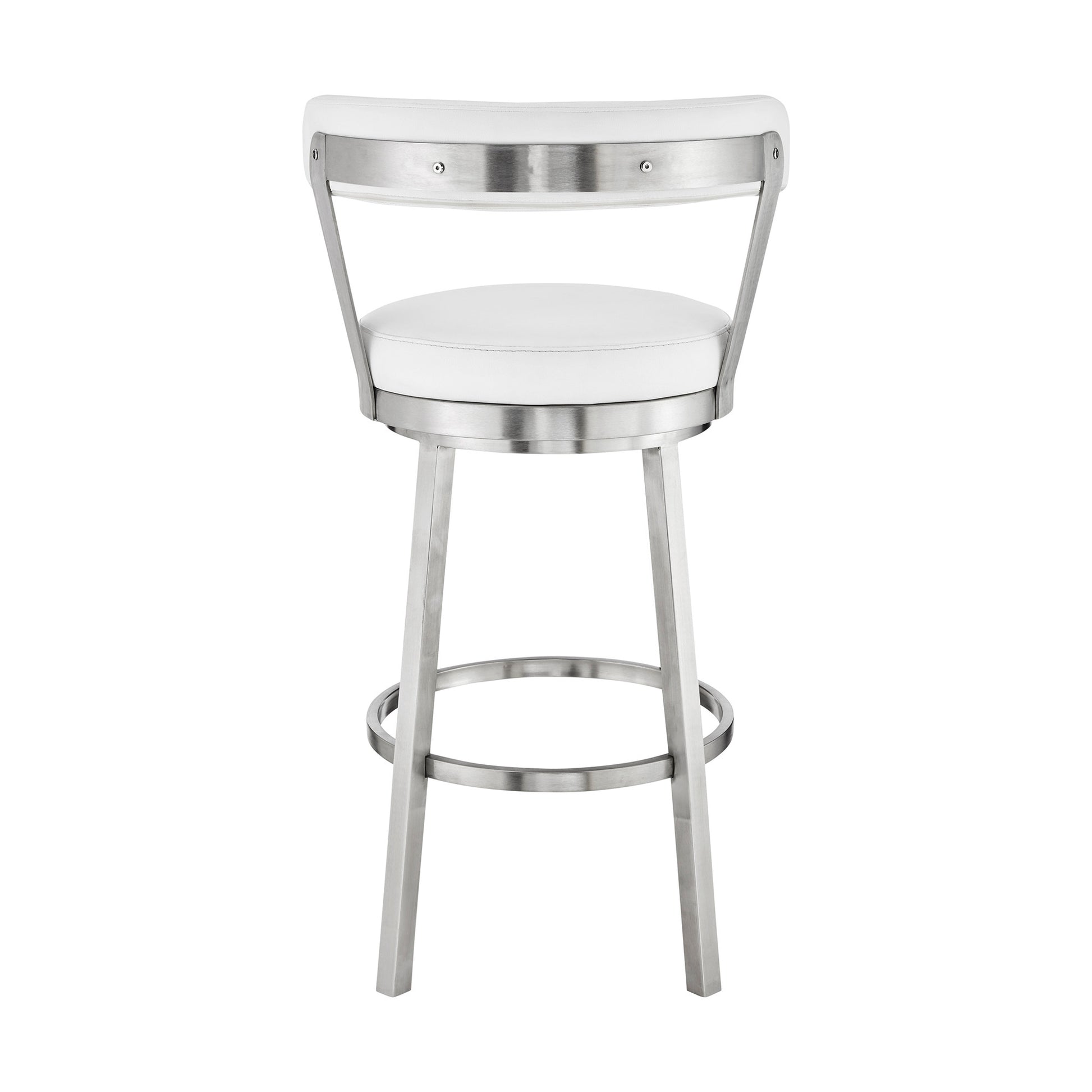 26" Chic White Faux Leather with Stainless Steel Finish Swivel Bar Stool By Homeroots | Bar Stools | Modishstore - 6