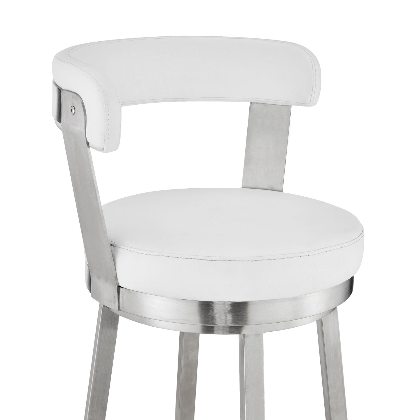 26" Chic White Faux Leather with Stainless Steel Finish Swivel Bar Stool By Homeroots | Bar Stools | Modishstore - 7