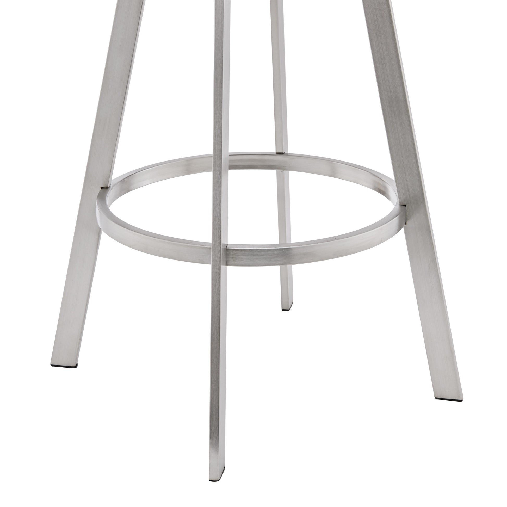 26" Mod Grey Faux Leather Brushed Silver Finish Swivel Bar Stool By Homeroots | Bar Stools | Modishstore - 7