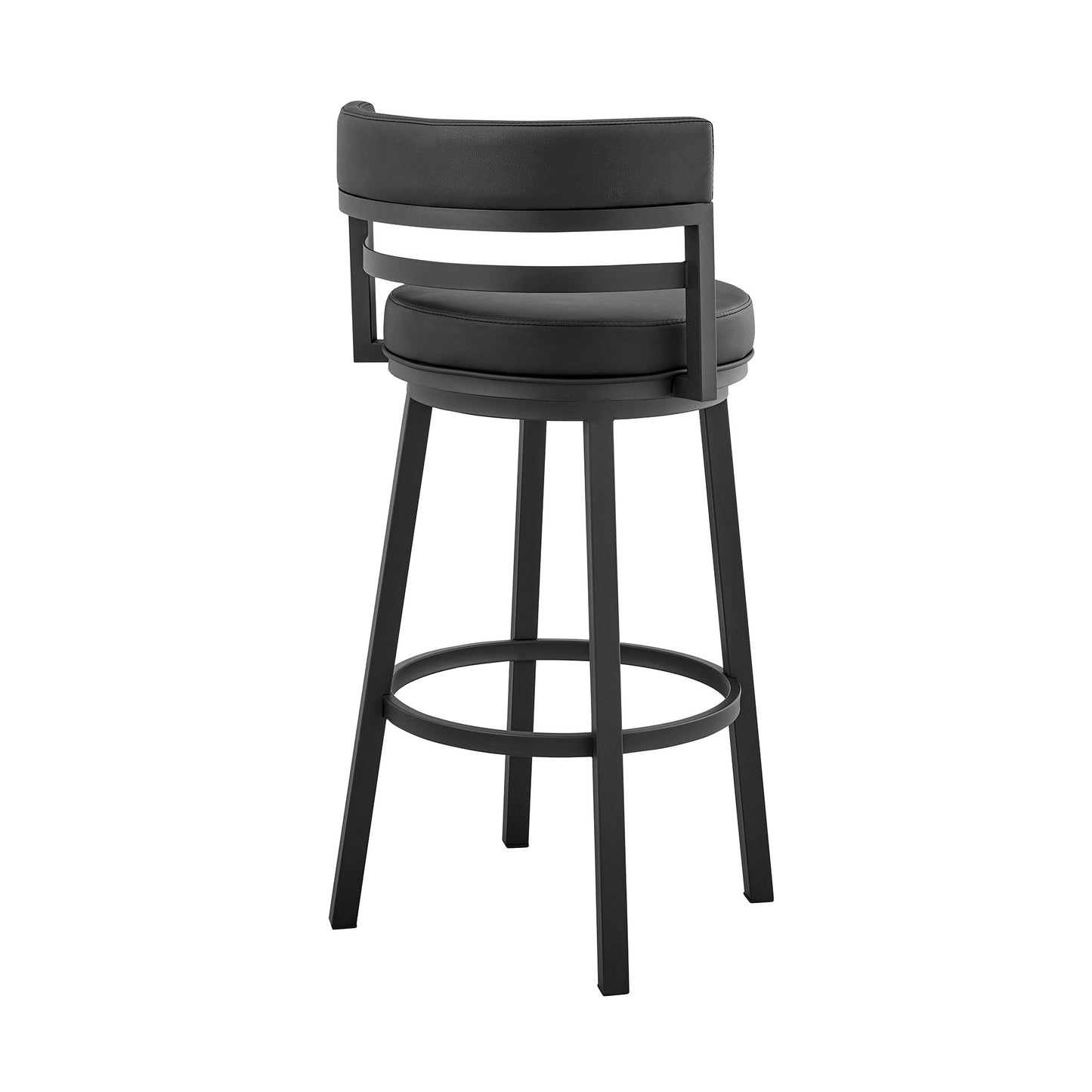 36" Black Faux Leather Counter Height Swivel Low Back Bar Chair By Homeroots | Bar Stools | Modishstore - 5