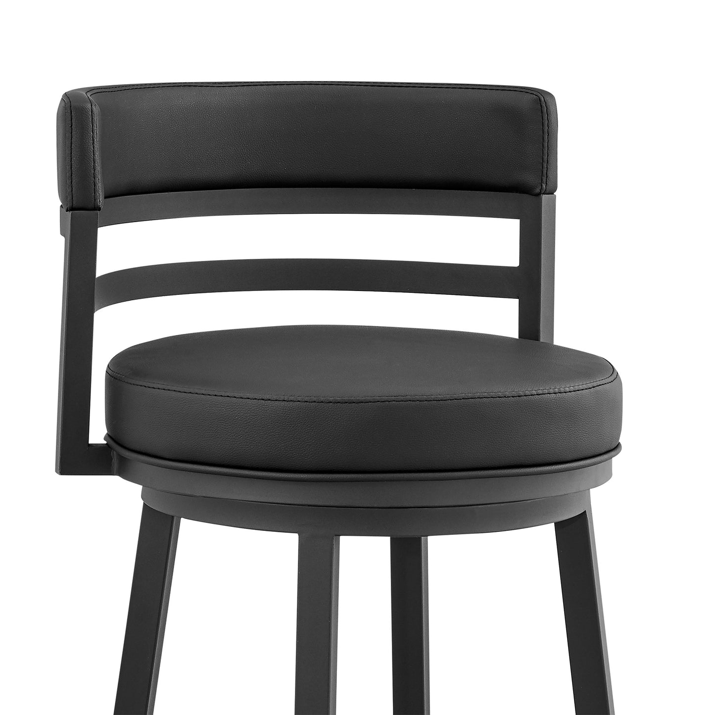 36" Black Faux Leather Counter Height Swivel Low Back Bar Chair By Homeroots | Bar Stools | Modishstore - 7