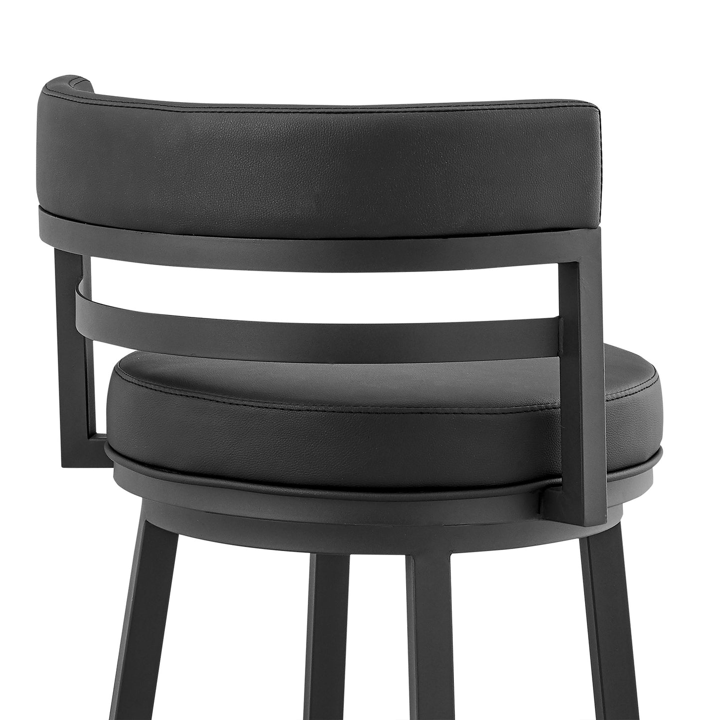 36" Black Faux Leather Counter Height Swivel Low Back Bar Chair By Homeroots | Bar Stools | Modishstore - 8