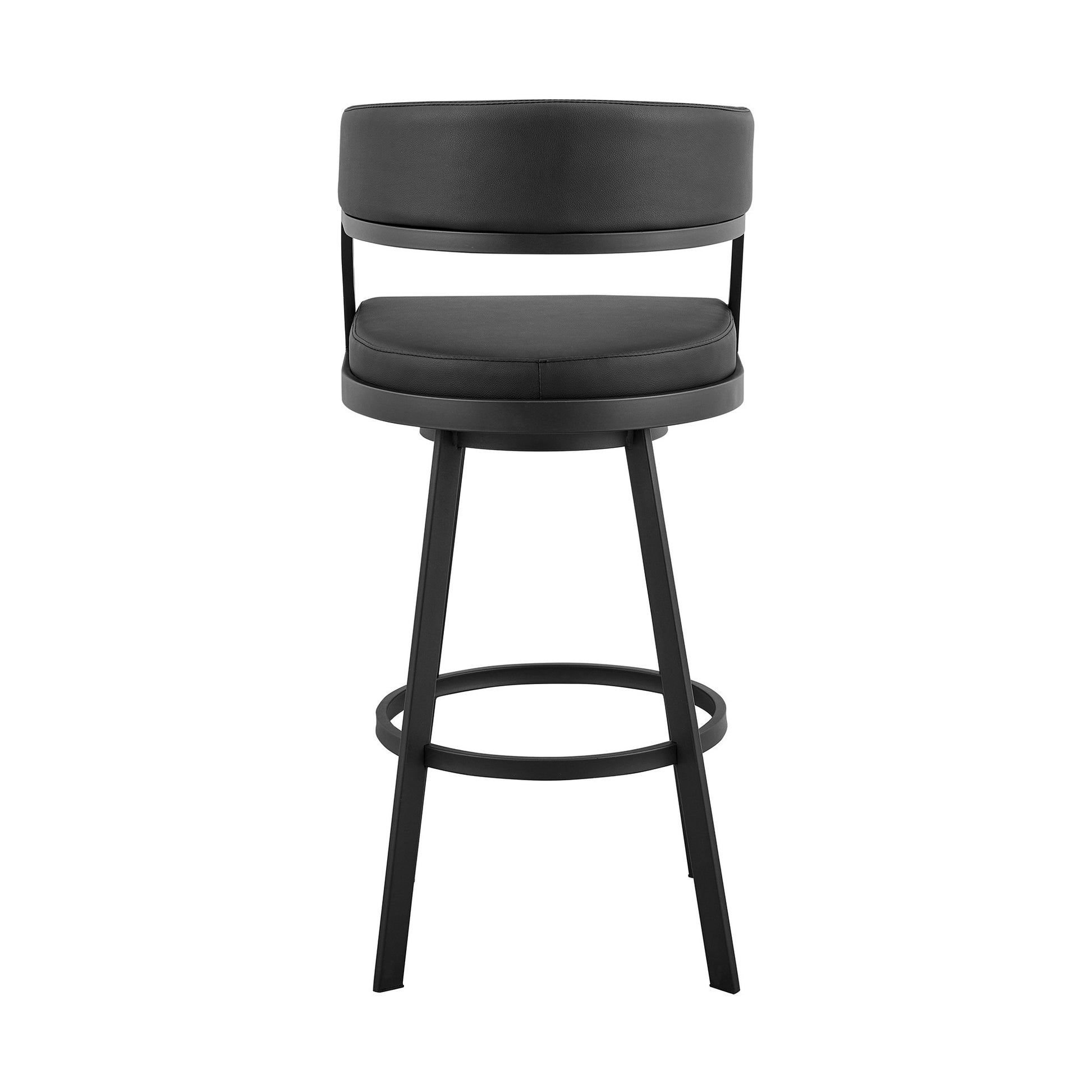 35" Black Faux Leather And Iron Swivel Low Back Counter Height Bar Chair By Homeroots | Bar Stools | Modishstore - 6