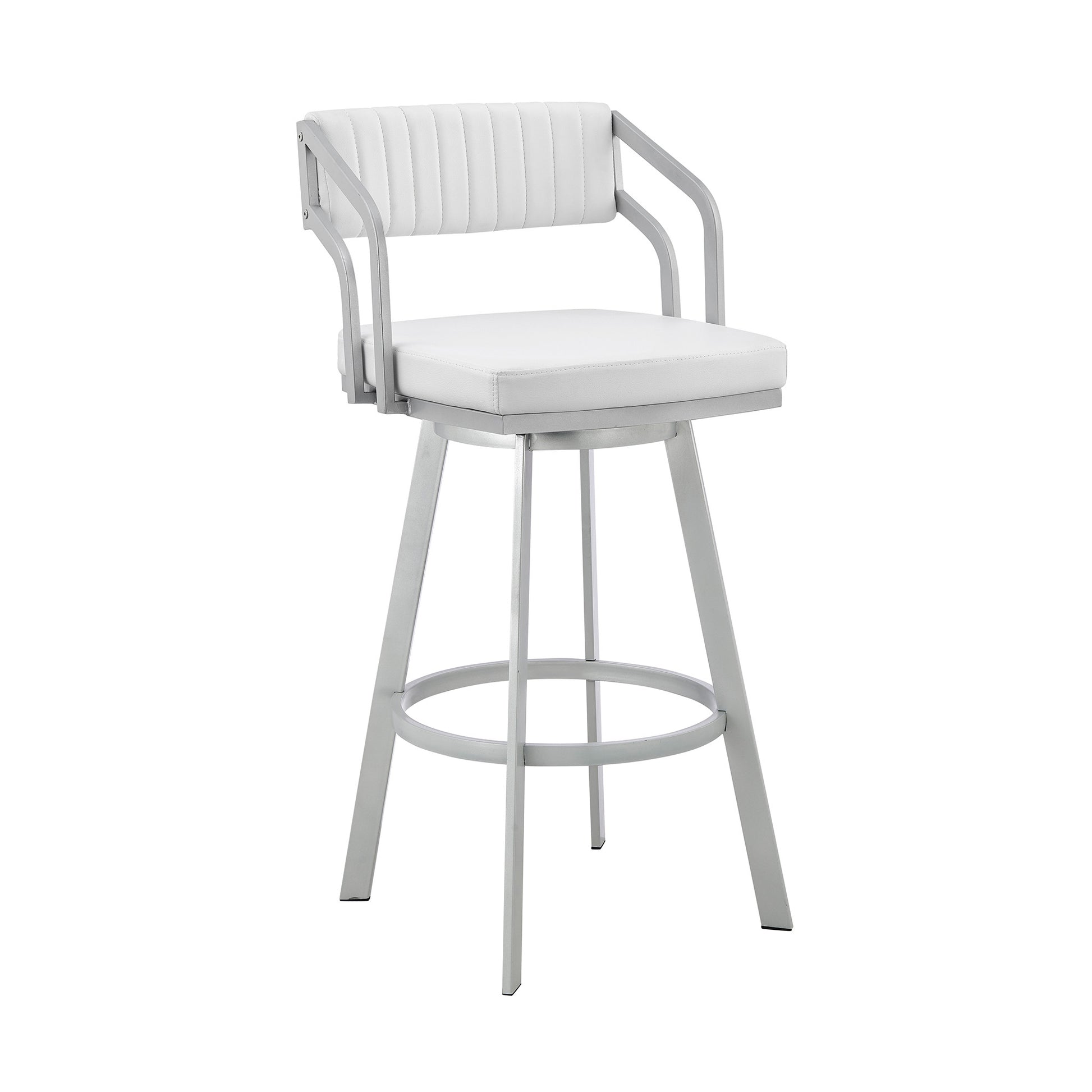 26" Timeless White Faux Leather Bar Stool By Homeroots | Bar Stools | Modishstore - 2