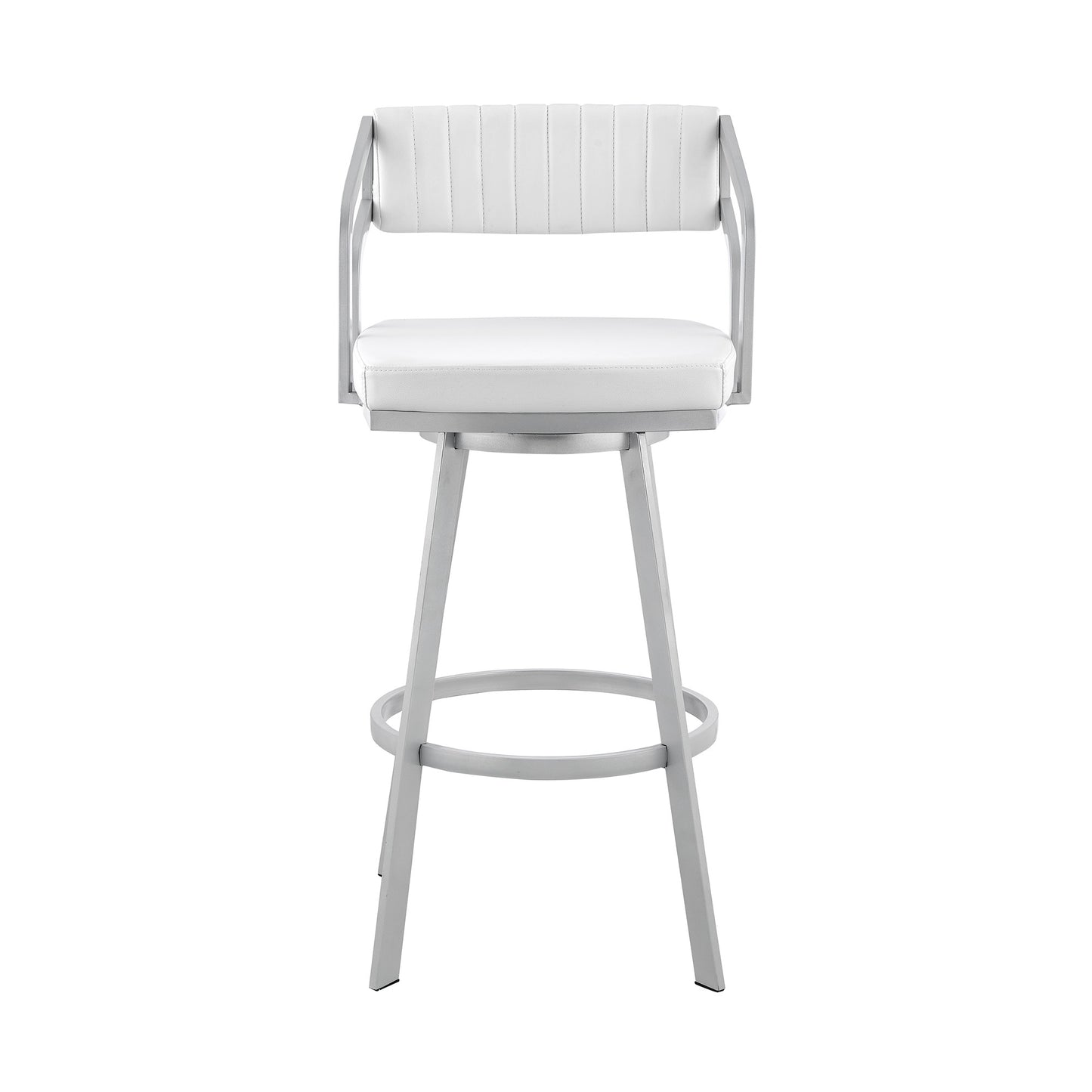 26" Timeless White Faux Leather Bar Stool By Homeroots | Bar Stools | Modishstore - 3