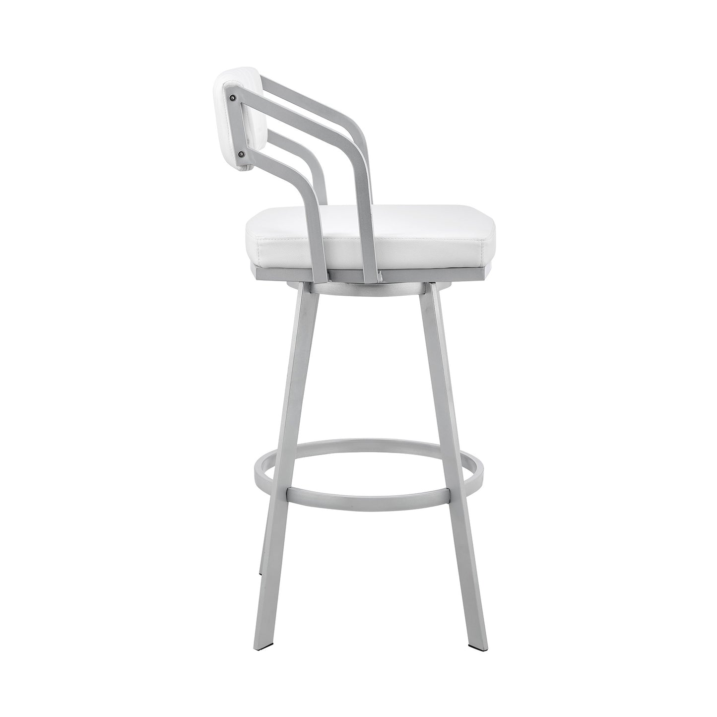 26" Timeless White Faux Leather Bar Stool By Homeroots | Bar Stools | Modishstore - 4