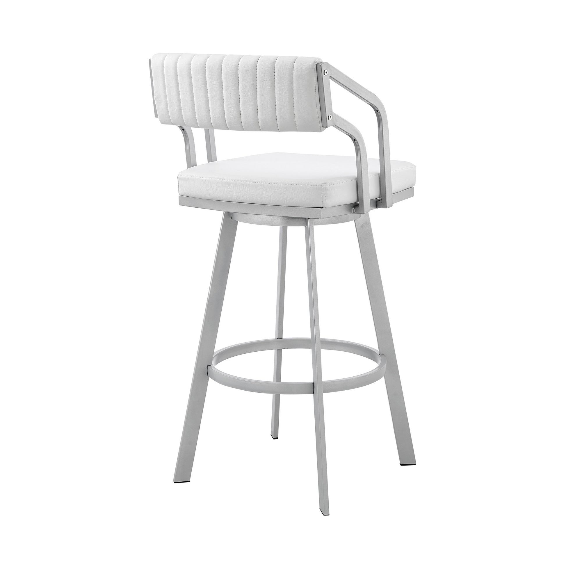 26" Timeless White Faux Leather Bar Stool By Homeroots | Bar Stools | Modishstore - 5