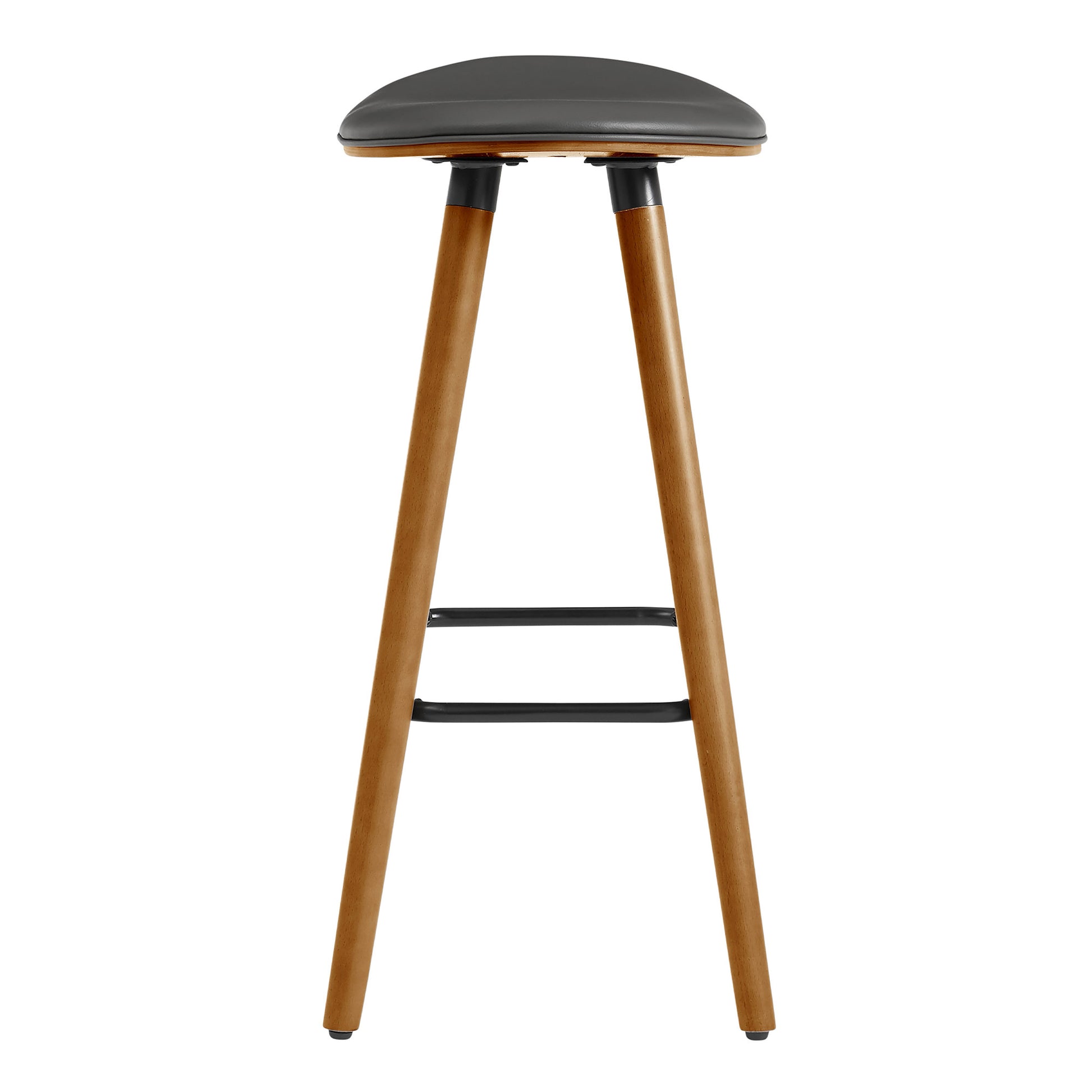 26" Gray Faux Leather Backless Wooden Bar Stool By Homeroots | Bar Stools | Modishstore - 4