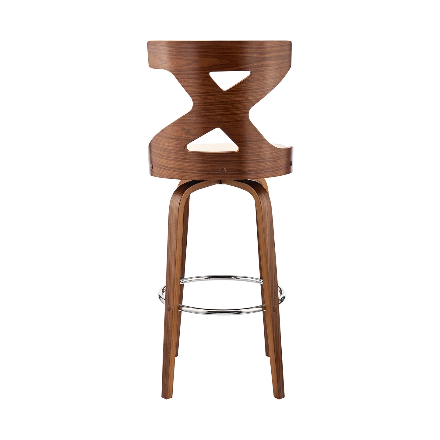 Gayle 30" Swivel Cross Back Cream Faux Leather and Walnut Wood Bar Stool By Homeroots | Bar Stools | Modishstore - 6