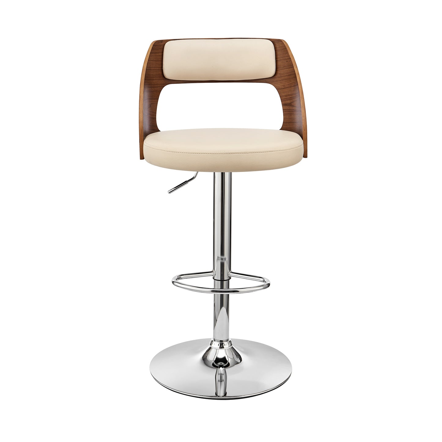 Cream Upholstered Chrome Base Adjustable Swivel Bar Stool By Homeroots | Bar Stools | Modishstore - 3