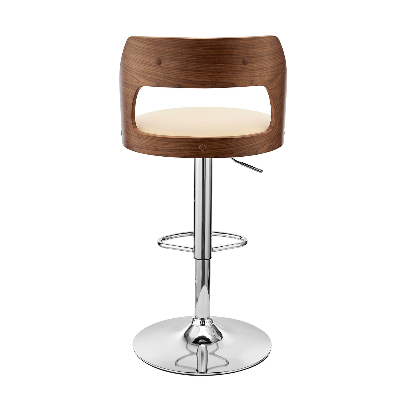 Cream Upholstered Chrome Base Adjustable Swivel Bar Stool By Homeroots | Bar Stools | Modishstore - 6