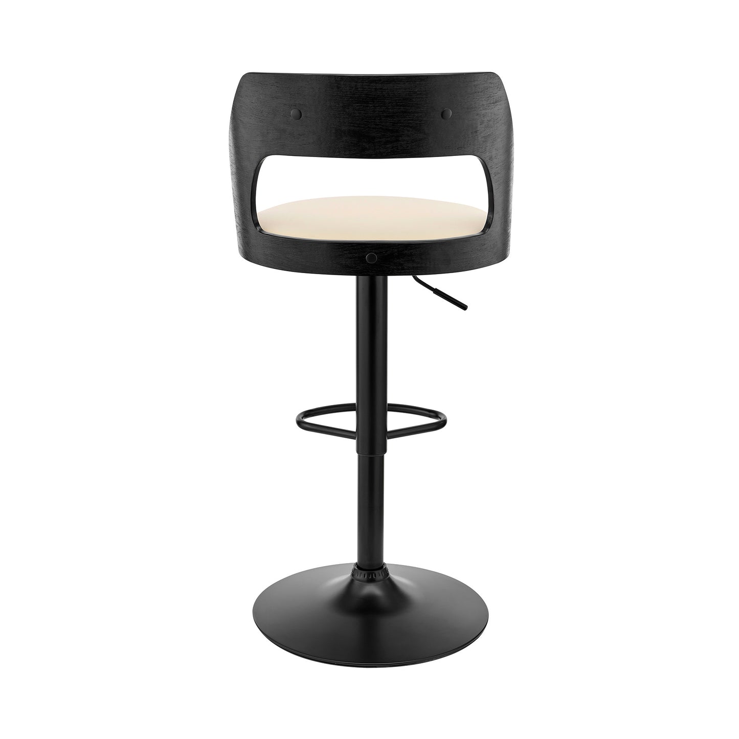 Cream Upholstered Black Base Adjustable Swivel Bar Stool By Homeroots | Bar Stools | Modishstore - 6