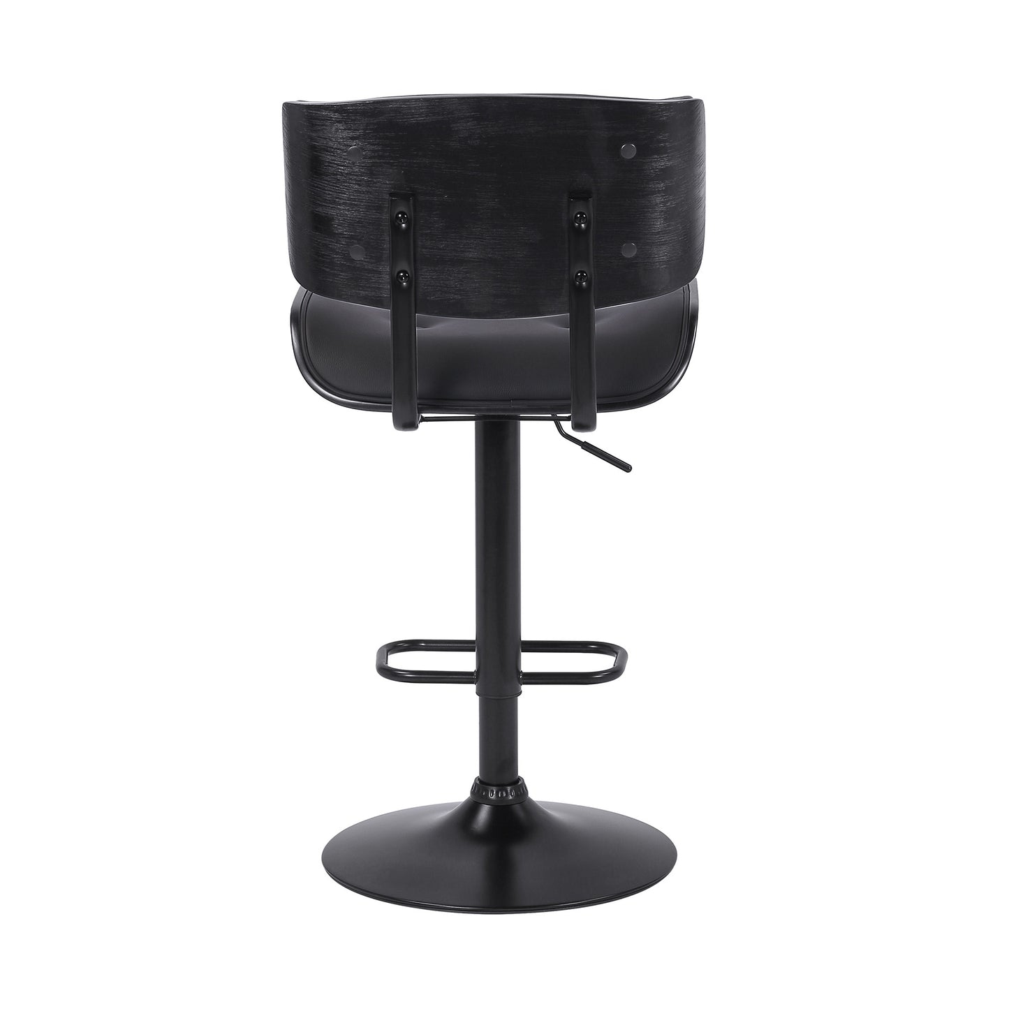 Adjustable Black Tufted Faux Leather and Black Wood Swivel Barstool. By Homeroots | Bar Stools | Modishstore - 6