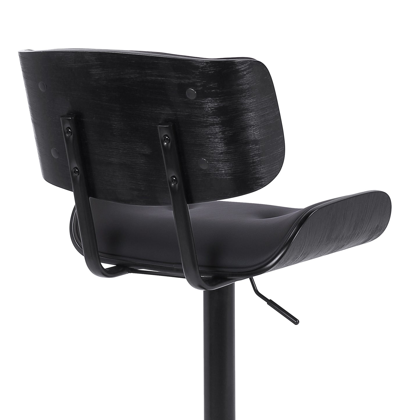 Adjustable Black Tufted Faux Leather and Black Wood Swivel Barstool. By Homeroots | Bar Stools | Modishstore - 8