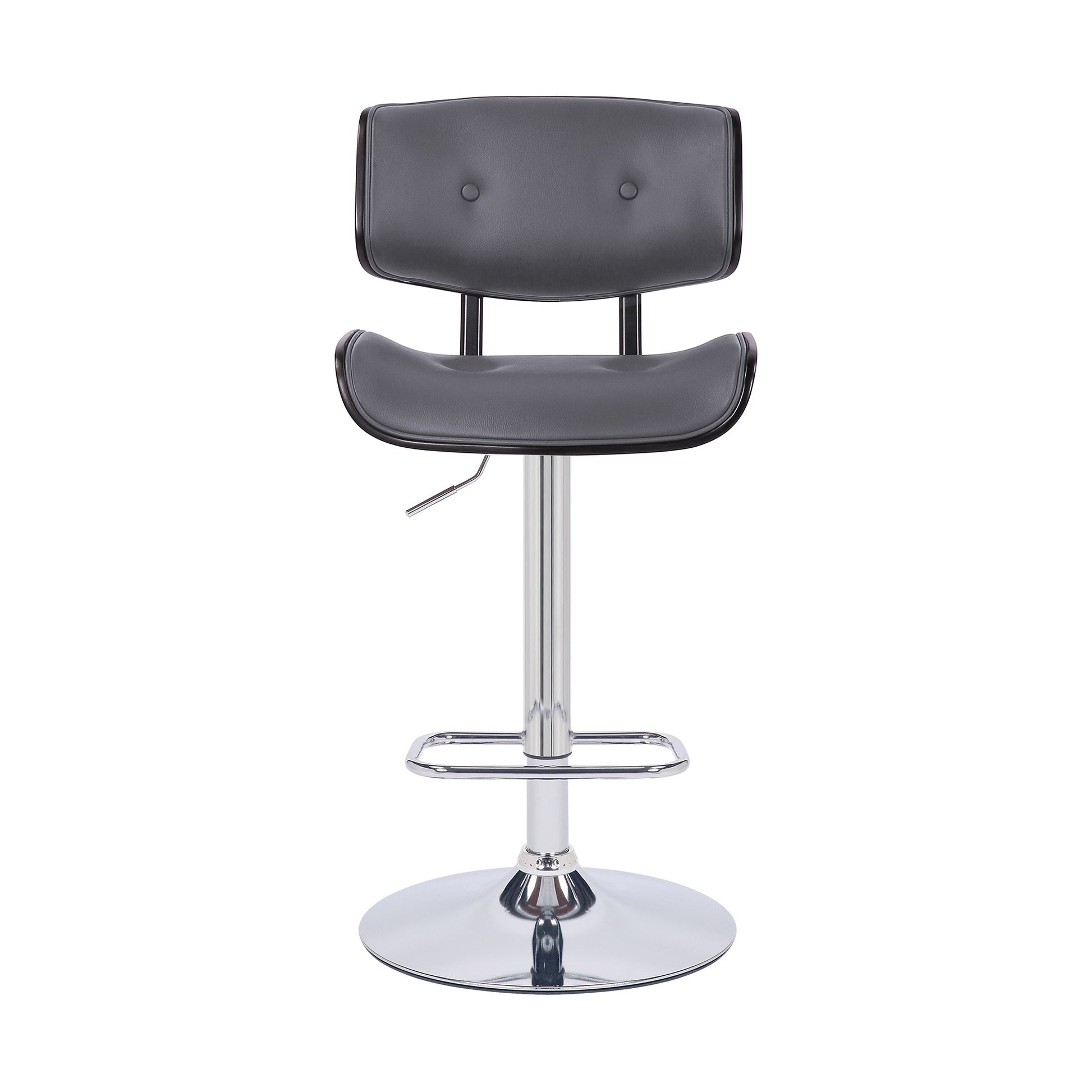 Adjustable Gray Tufted Faux Leather Black and Chrome Swivel Barstool. By Homeroots | Bar Stools | Modishstore - 3