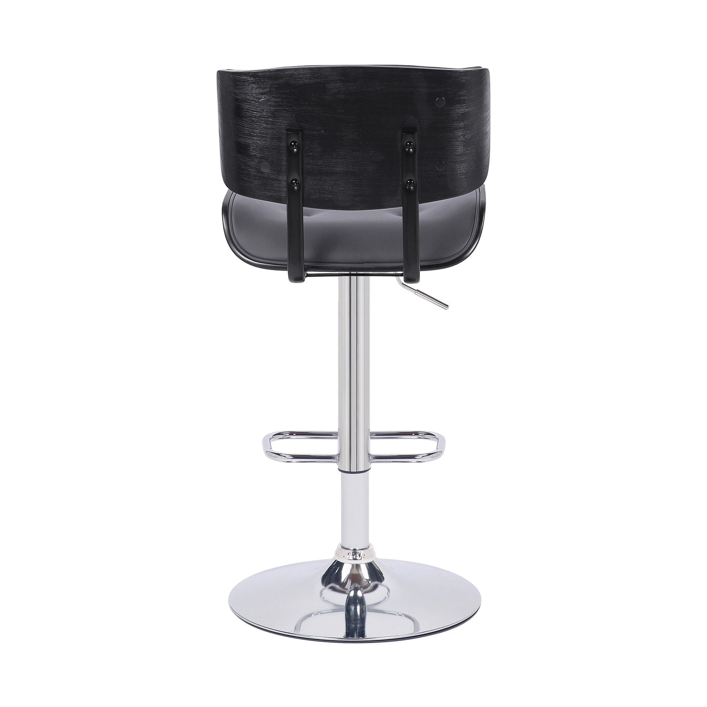 Adjustable Gray Tufted Faux Leather Black and Chrome Swivel Barstool. By Homeroots | Bar Stools | Modishstore - 6