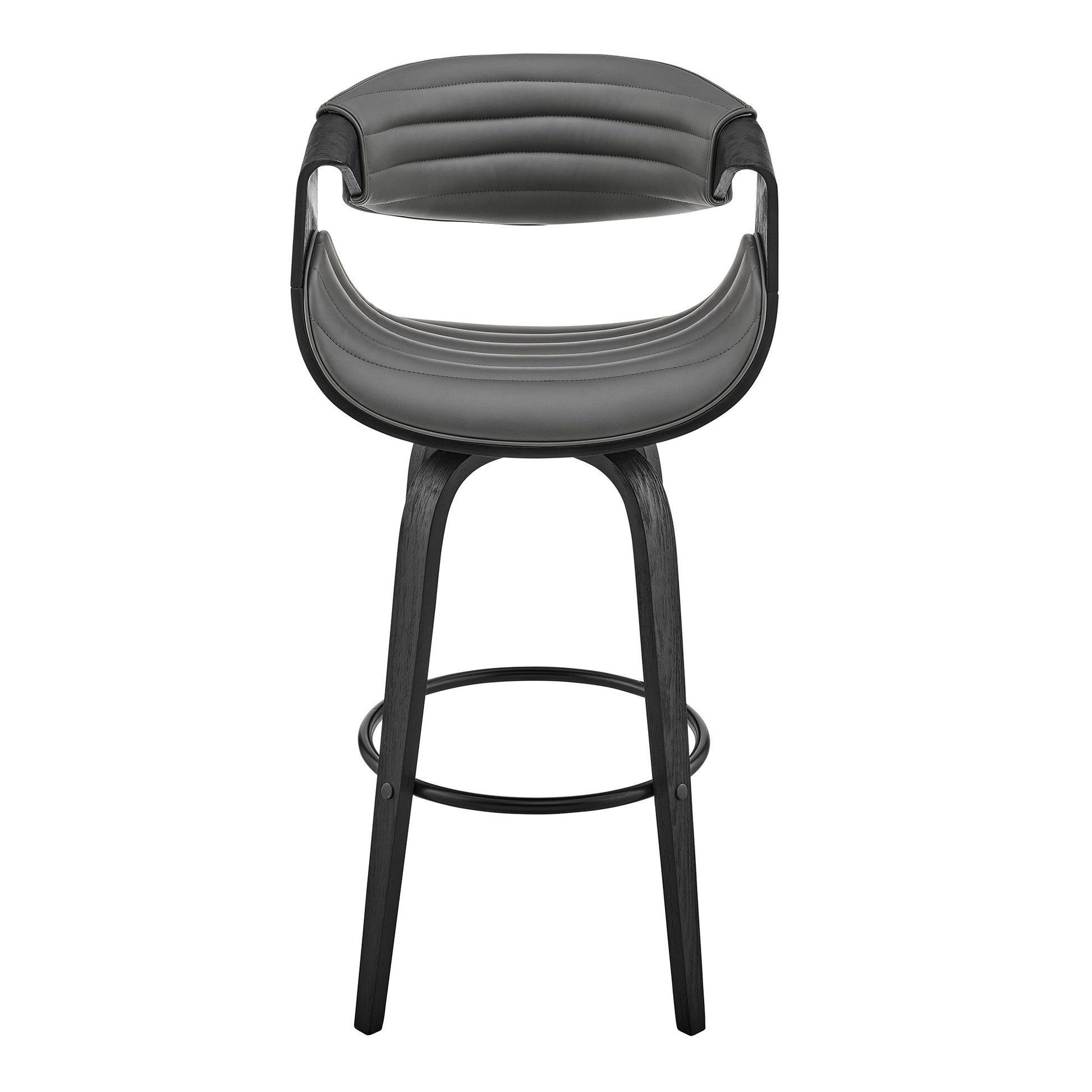 26" Grey Faux Leather and Black Wood Retro Chic Counter Stool By Homeroots | Bar Stools | Modishstore - 3