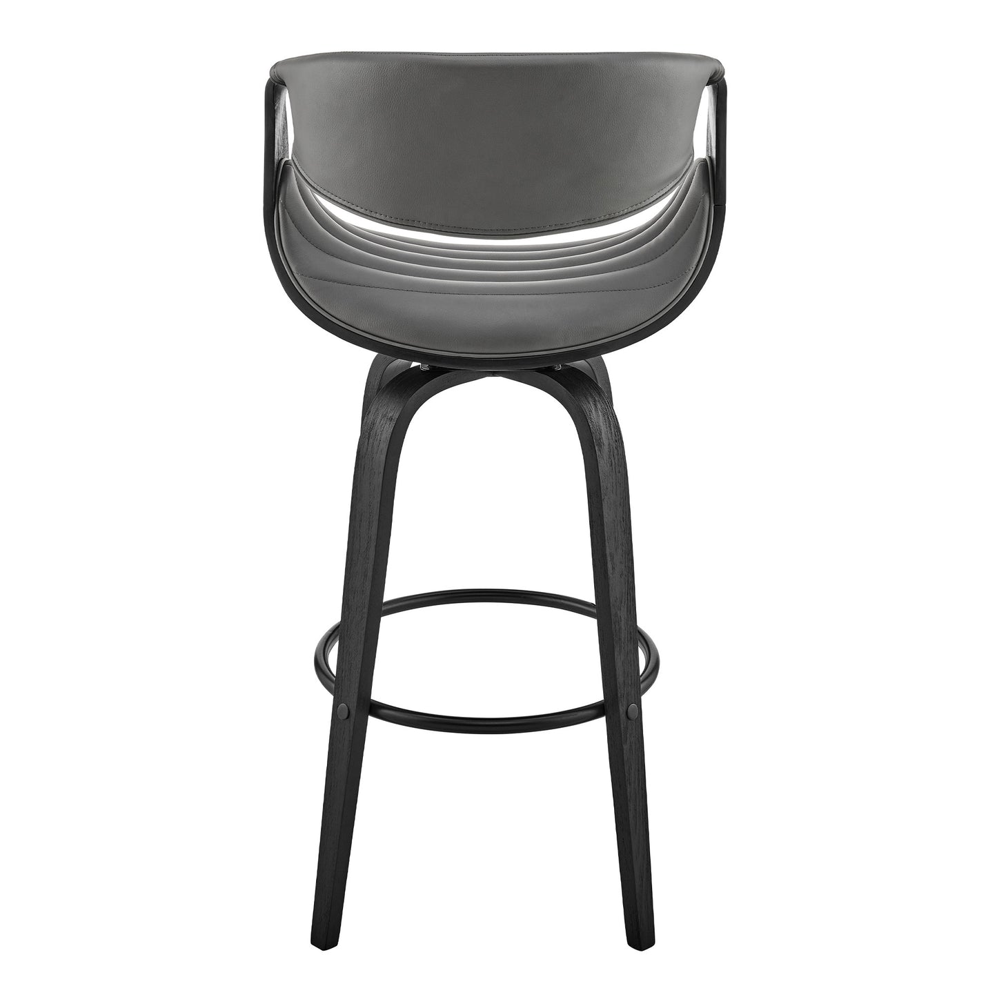 26" Grey Faux Leather and Black Wood Retro Chic Counter Stool By Homeroots | Bar Stools | Modishstore - 6