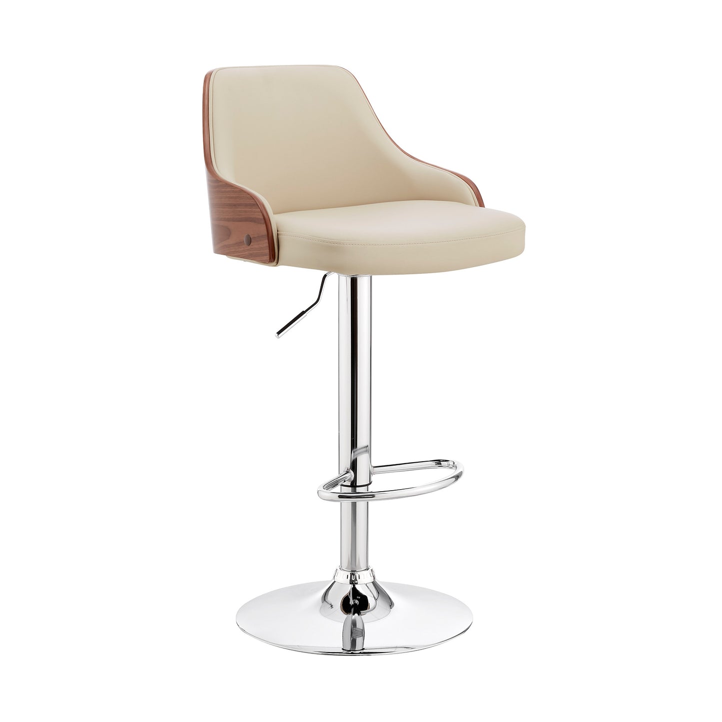 Cream Faux Leather Adjustable Modern Bar Stool By Homeroots | Bar Stools | Modishstore - 2