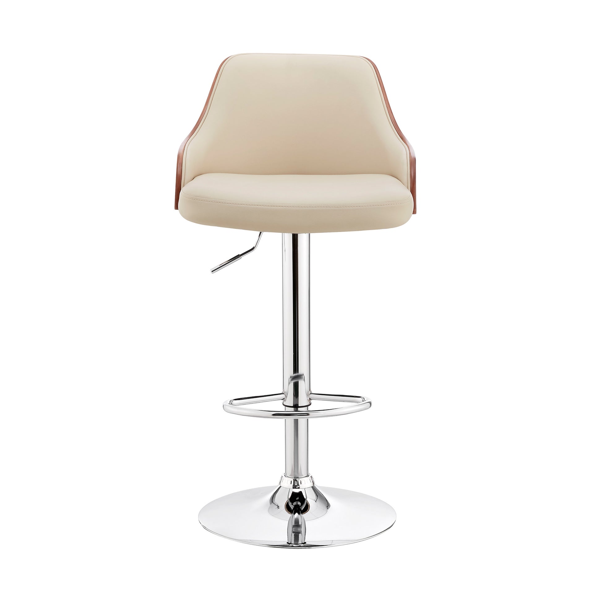 Cream Faux Leather Adjustable Modern Bar Stool By Homeroots | Bar Stools | Modishstore - 3