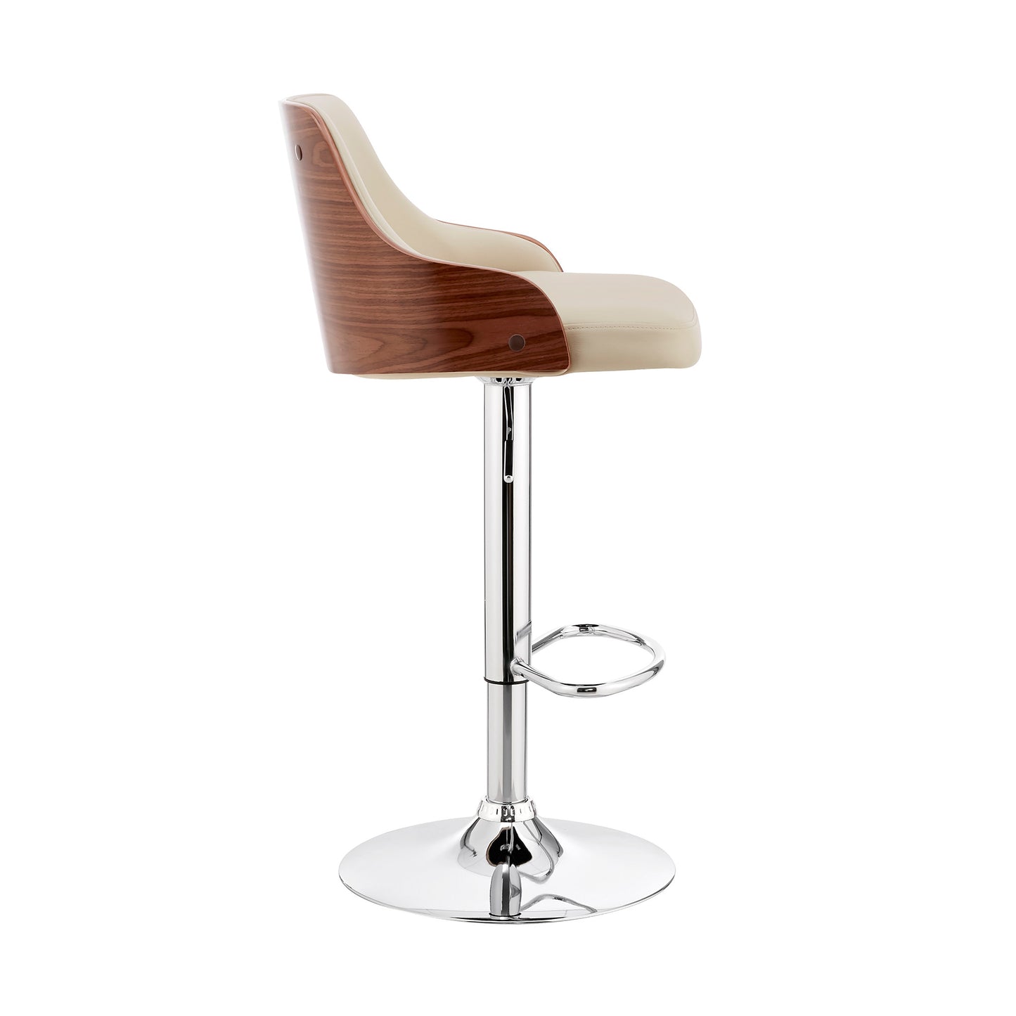 Cream Faux Leather Adjustable Modern Bar Stool By Homeroots | Bar Stools | Modishstore - 4