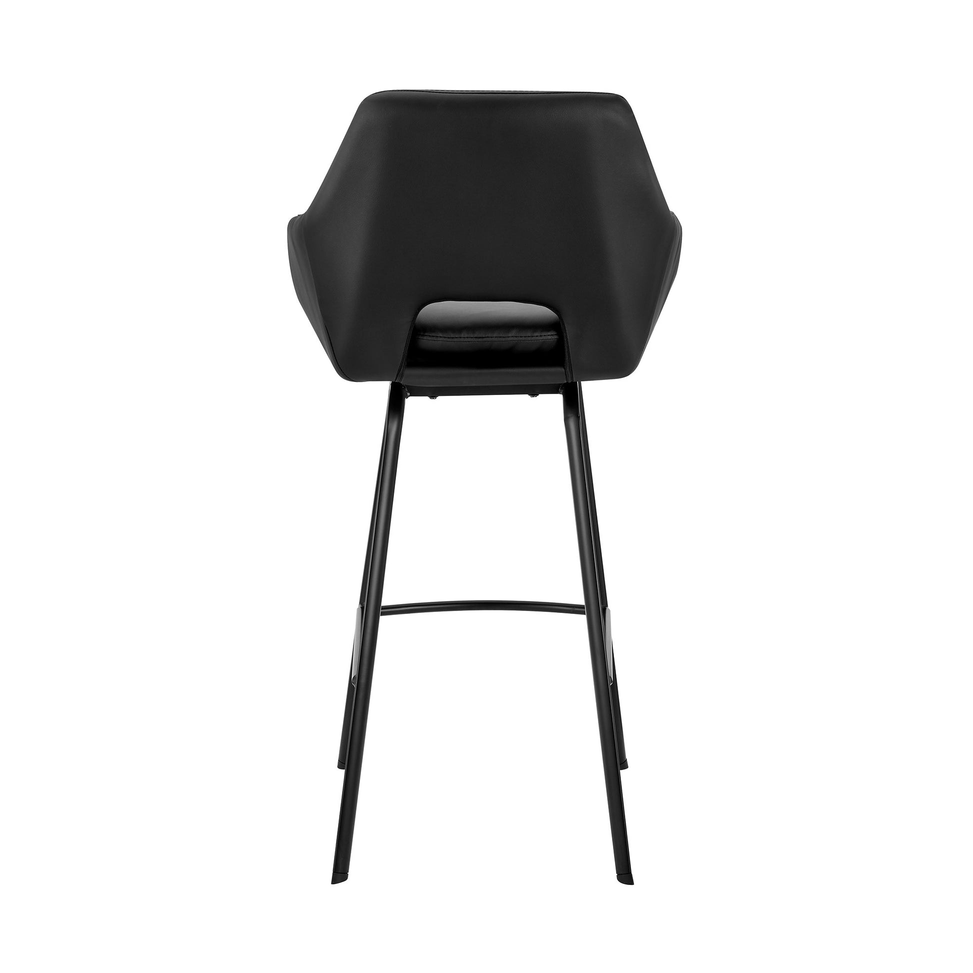 30" Black on Black Faux Leather Comfy Swivel Bar Stool By Homeroots | Bar Stools | Modishstore - 6