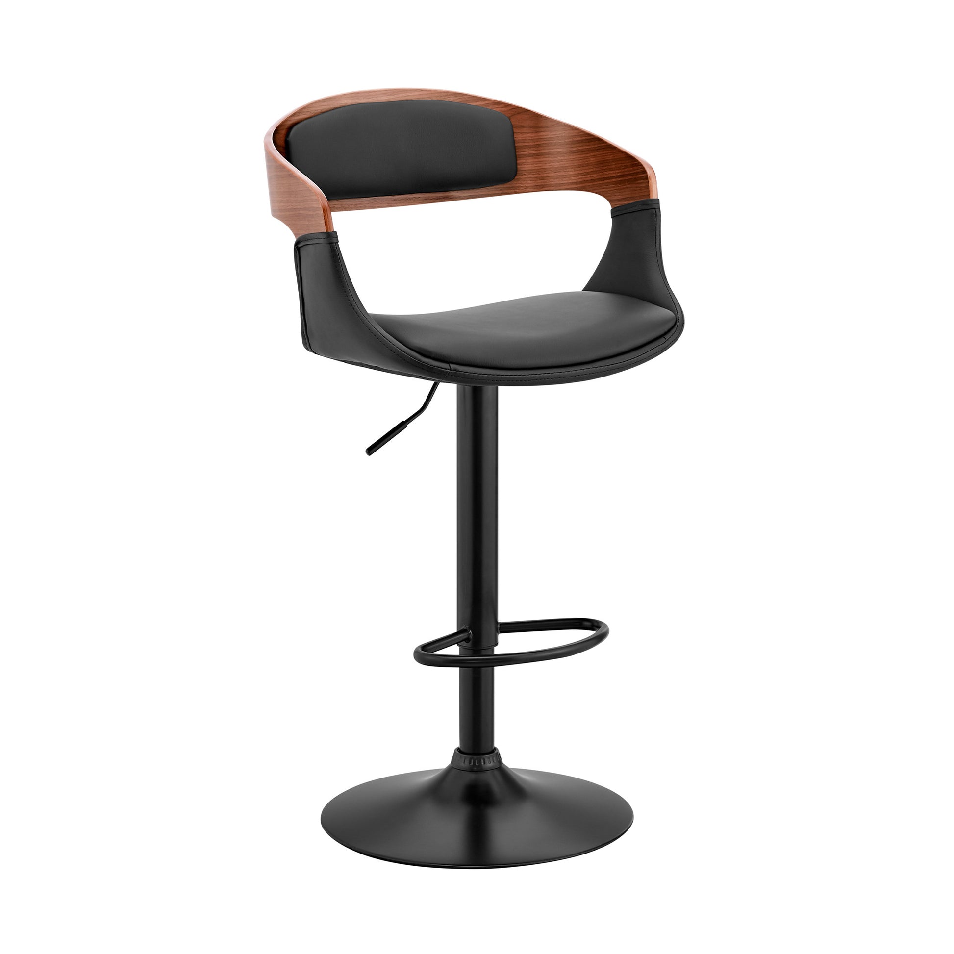 Black Modern Upholstered & Black Base Bar Stool By Homeroots | Bar Stools | Modishstore - 2