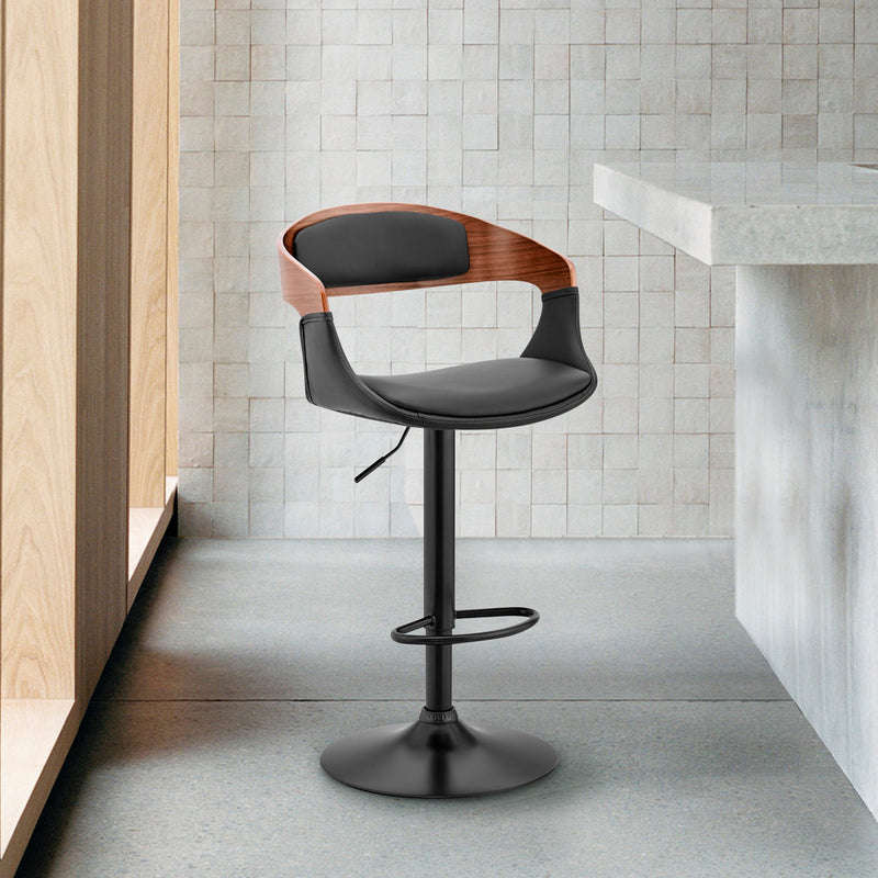 Black Modern Upholstered & Black Base Bar Stool By Homeroots | Bar Stools | Modishstore