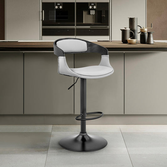 Gray Modern Upholstered & Black Base Bar Stool By Homeroots | Bar Stools | Modishstore