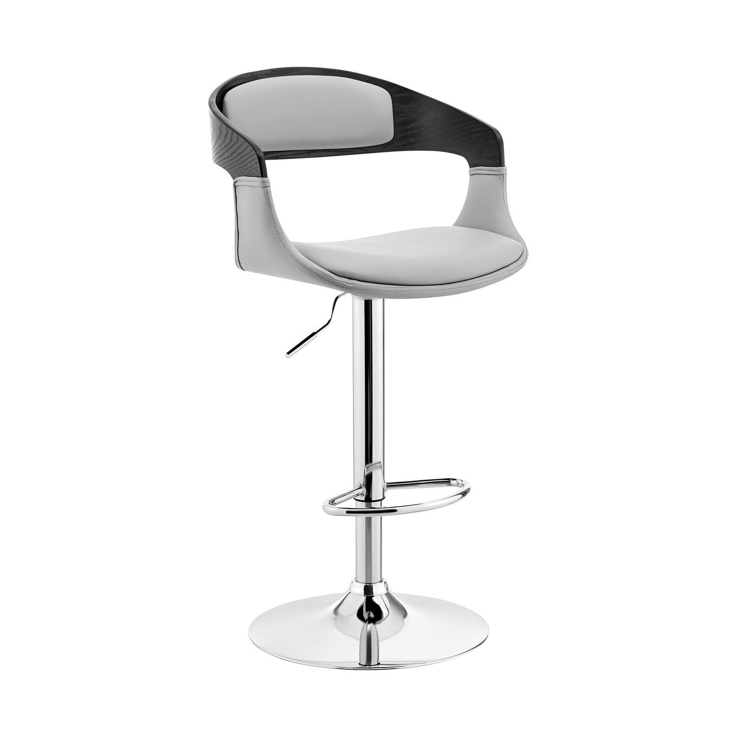 Gray Modern Upholstered & Chrome Base Bar Stool By Homeroots | Bar Stools | Modishstore - 2