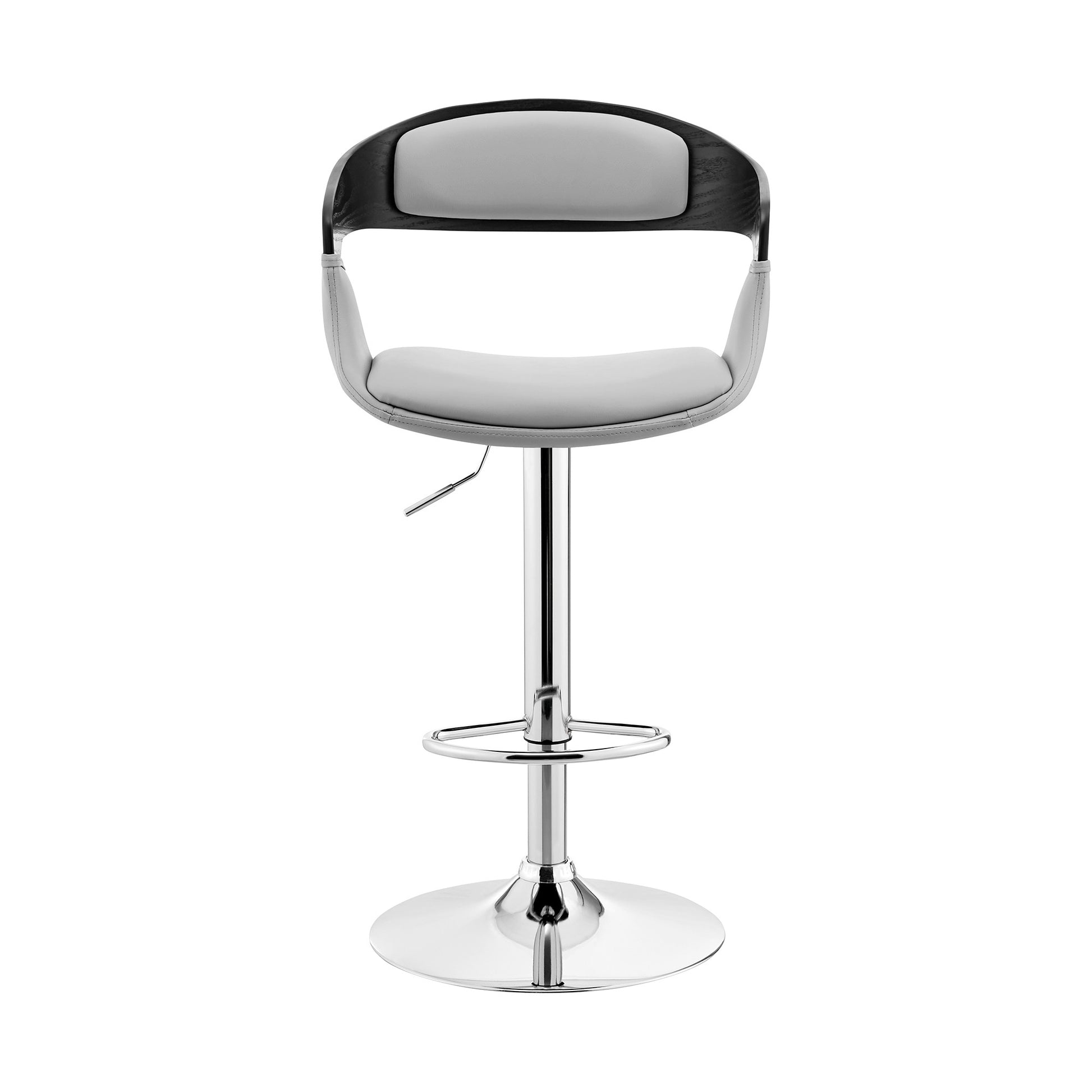 Gray Modern Upholstered & Chrome Base Bar Stool By Homeroots | Bar Stools | Modishstore - 3