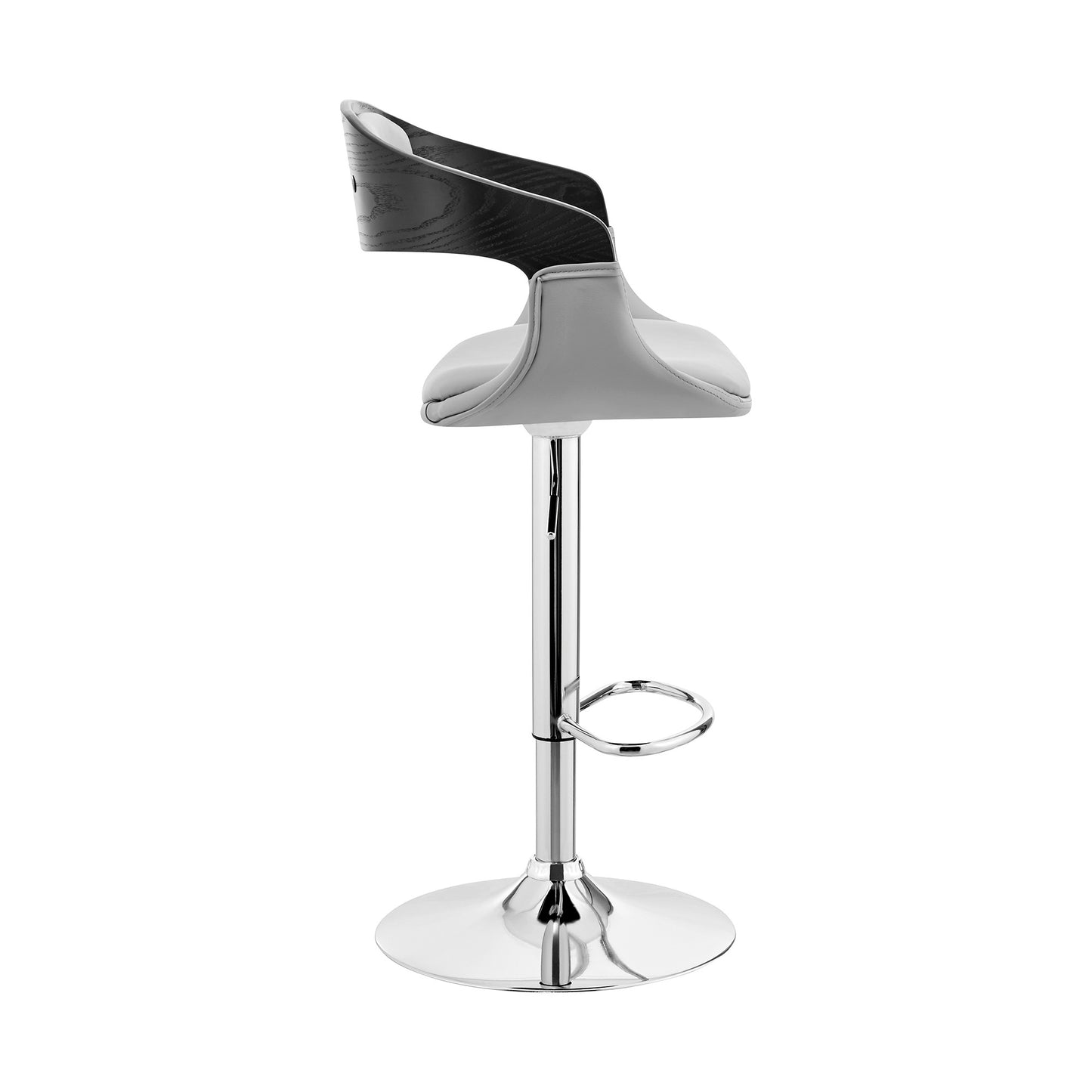 Gray Modern Upholstered & Chrome Base Bar Stool By Homeroots | Bar Stools | Modishstore - 4