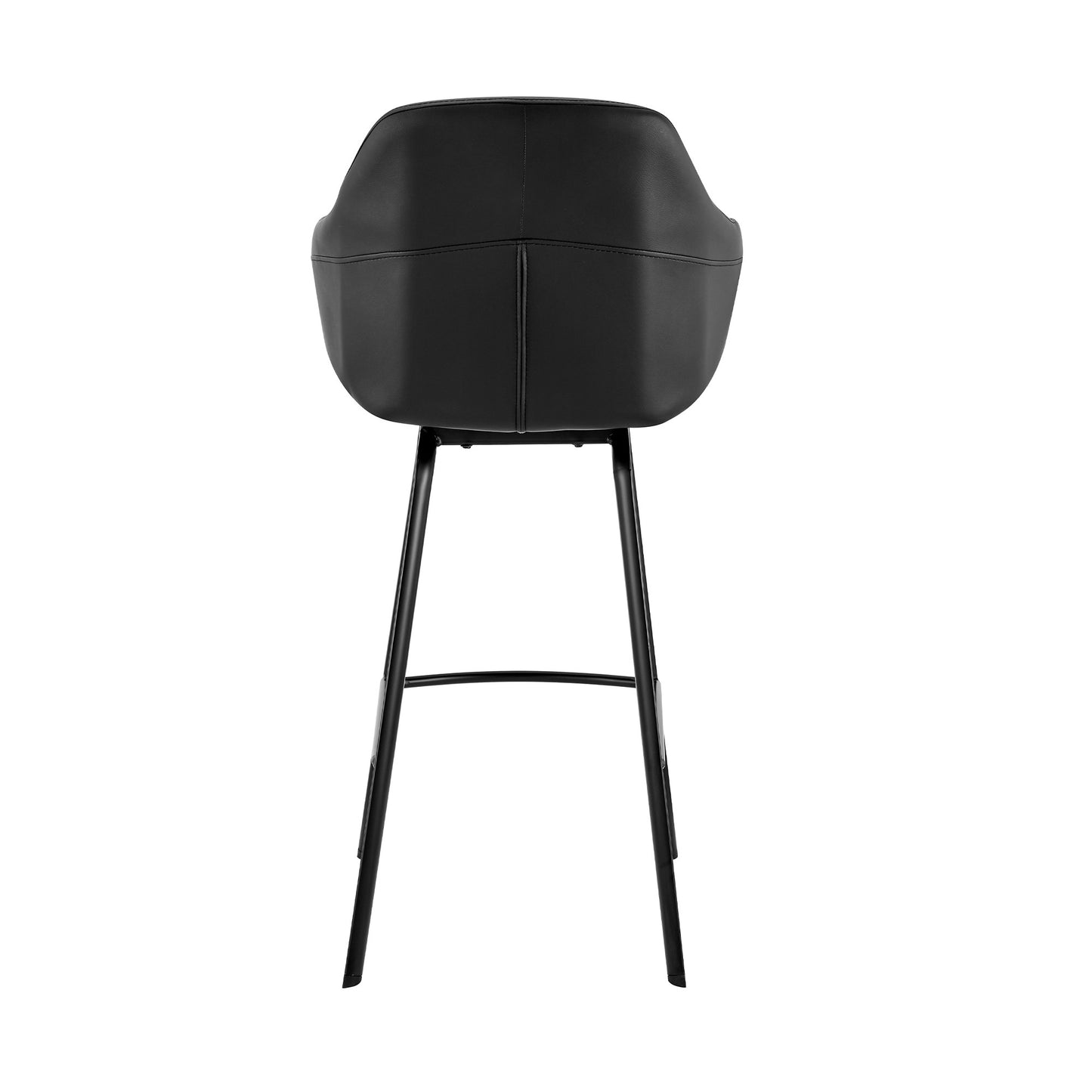 26" Black Faux Leather and Black Metal Swivel Counter Stool By Homeroots | Bar Stools | Modishstore - 6