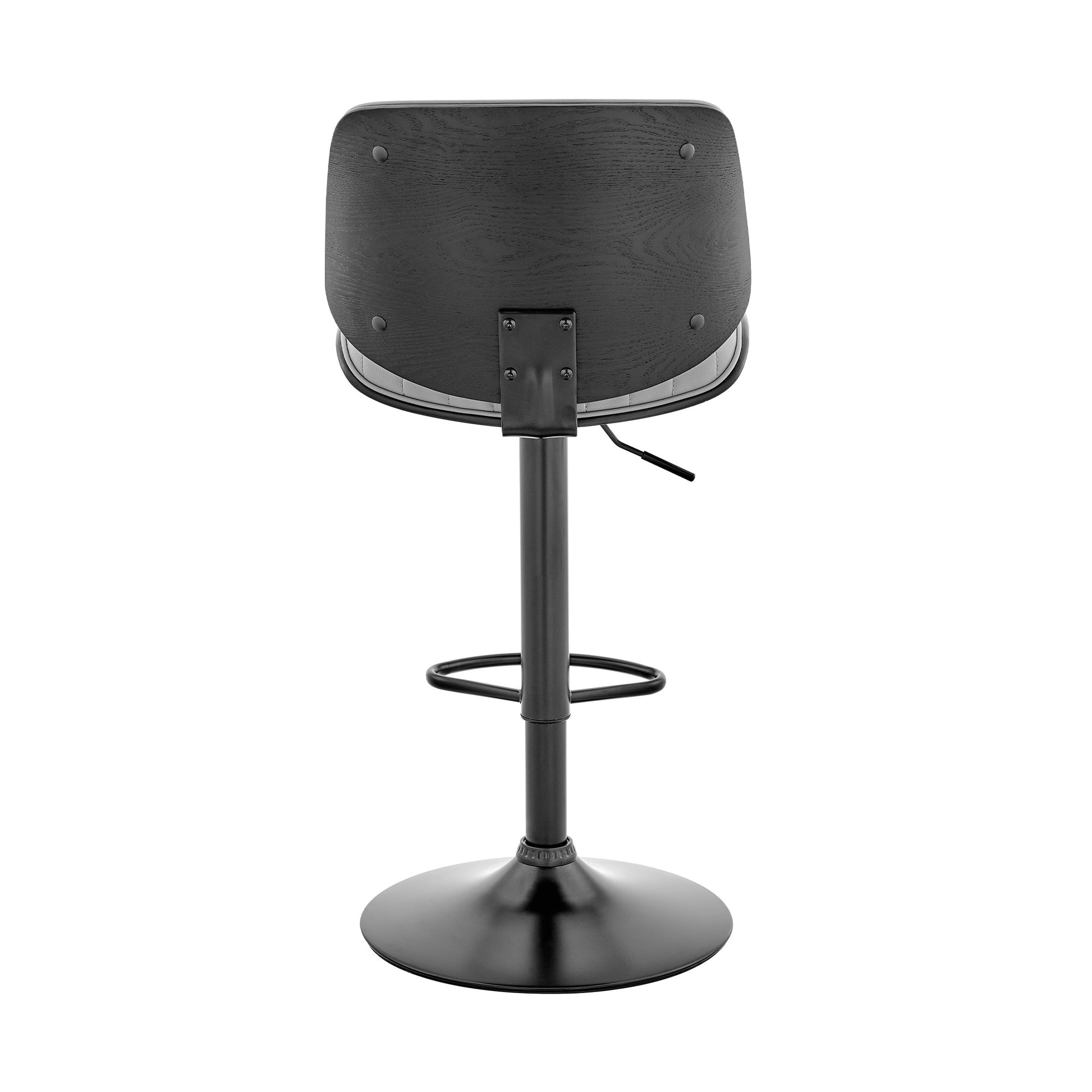 Adjustable Gray Faux Leather Black Steel and Wood Bar Stool By Homeroots | Bar Stools | Modishstore - 6