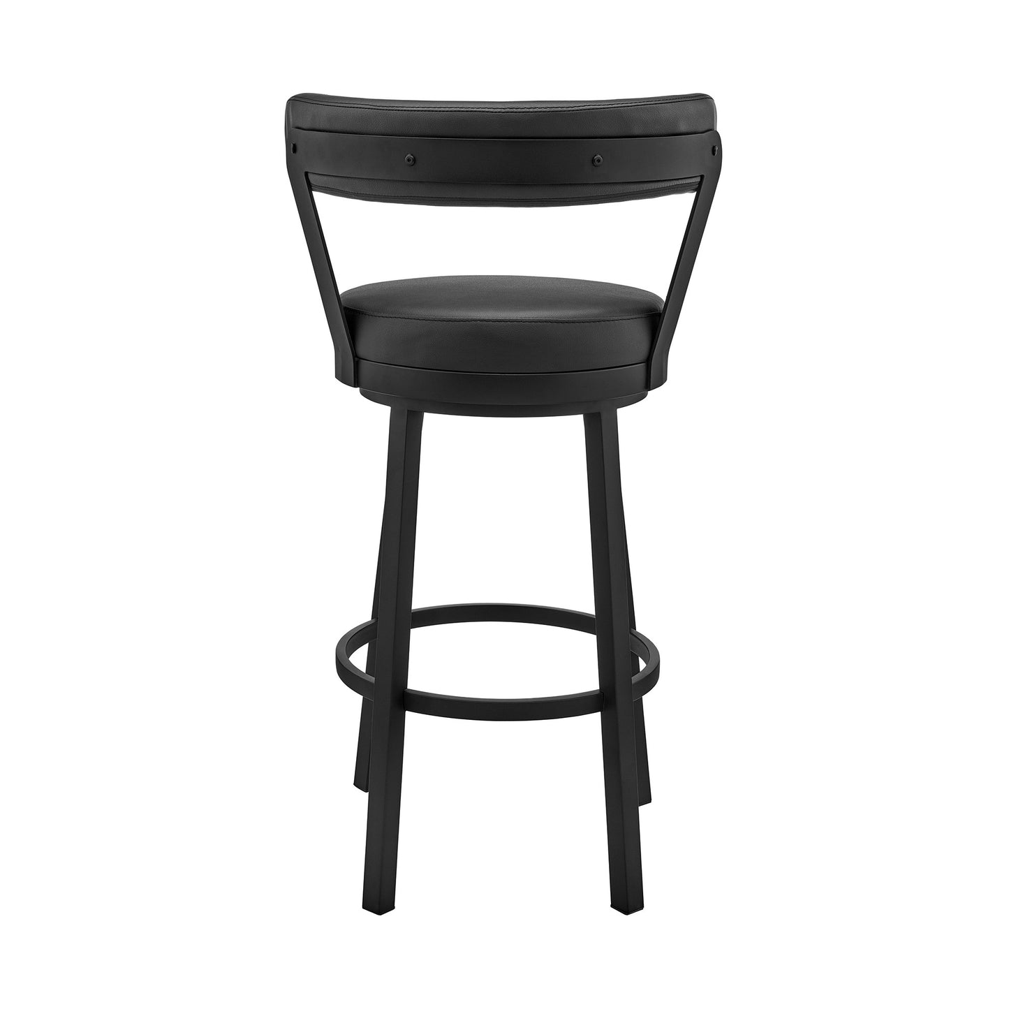 26" Chic Black Faux Leather with Black Finish Swivel Bar Stool By Homeroots | Bar Stools | Modishstore - 6