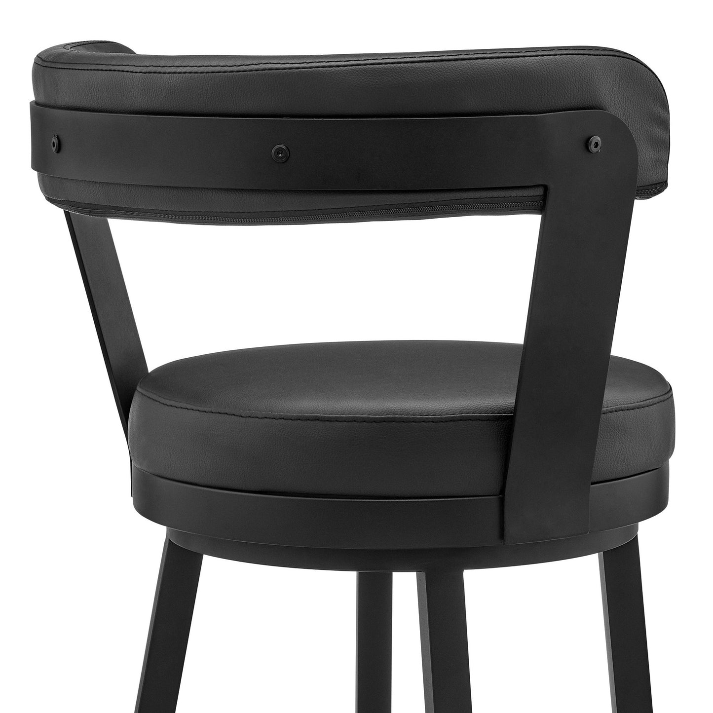 30" Chic Black Faux Leather with Black Finish Swivel Bar Stool By Homeroots | Bar Stools | Modishstore - 8