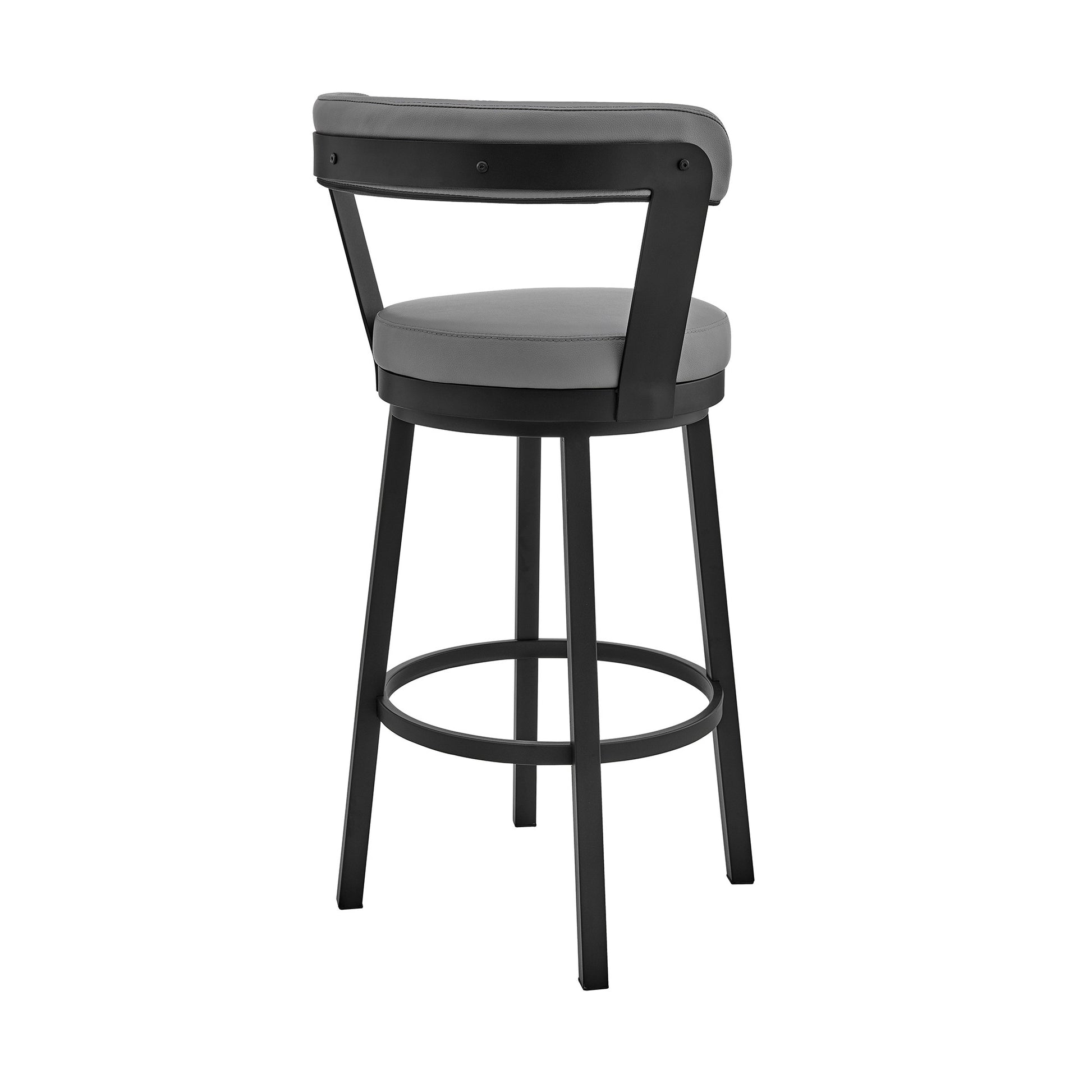 26" Chic Grey Faux Leather with Black Finish Swivel Bar Stool By Homeroots | Bar Stools | Modishstore - 5