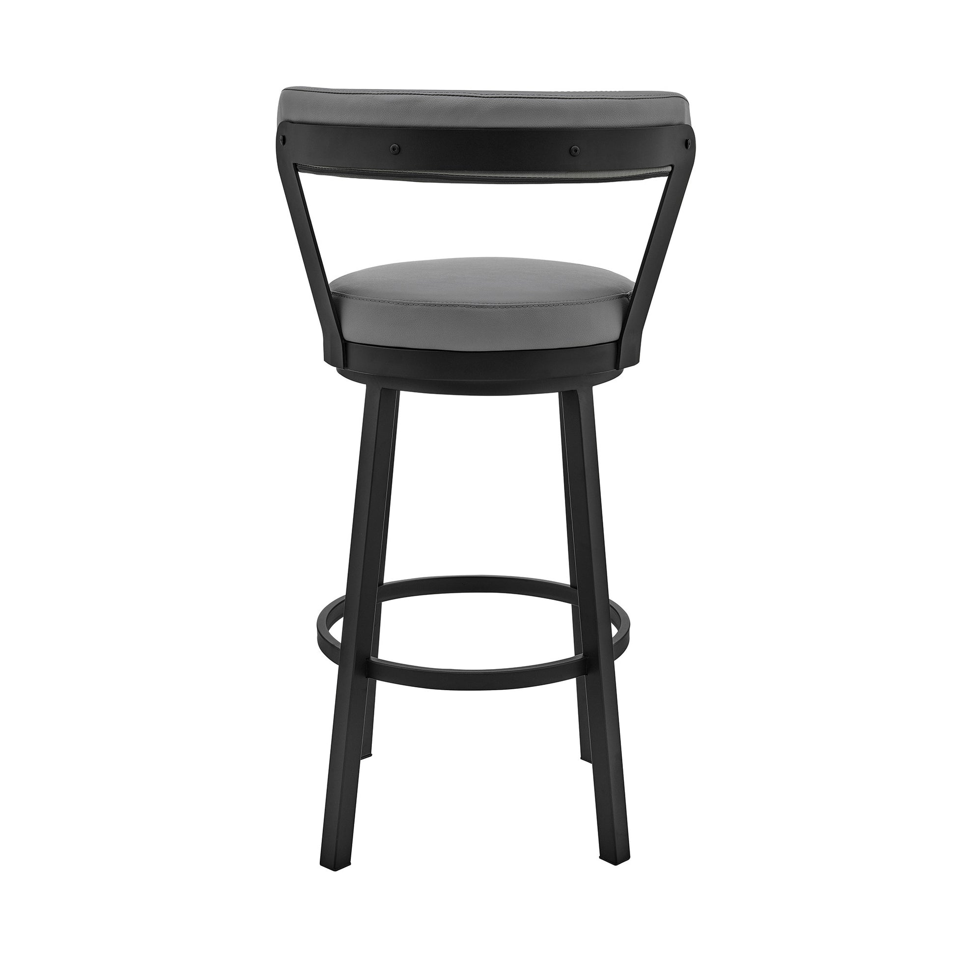 26" Chic Grey Faux Leather with Black Finish Swivel Bar Stool By Homeroots | Bar Stools | Modishstore - 6