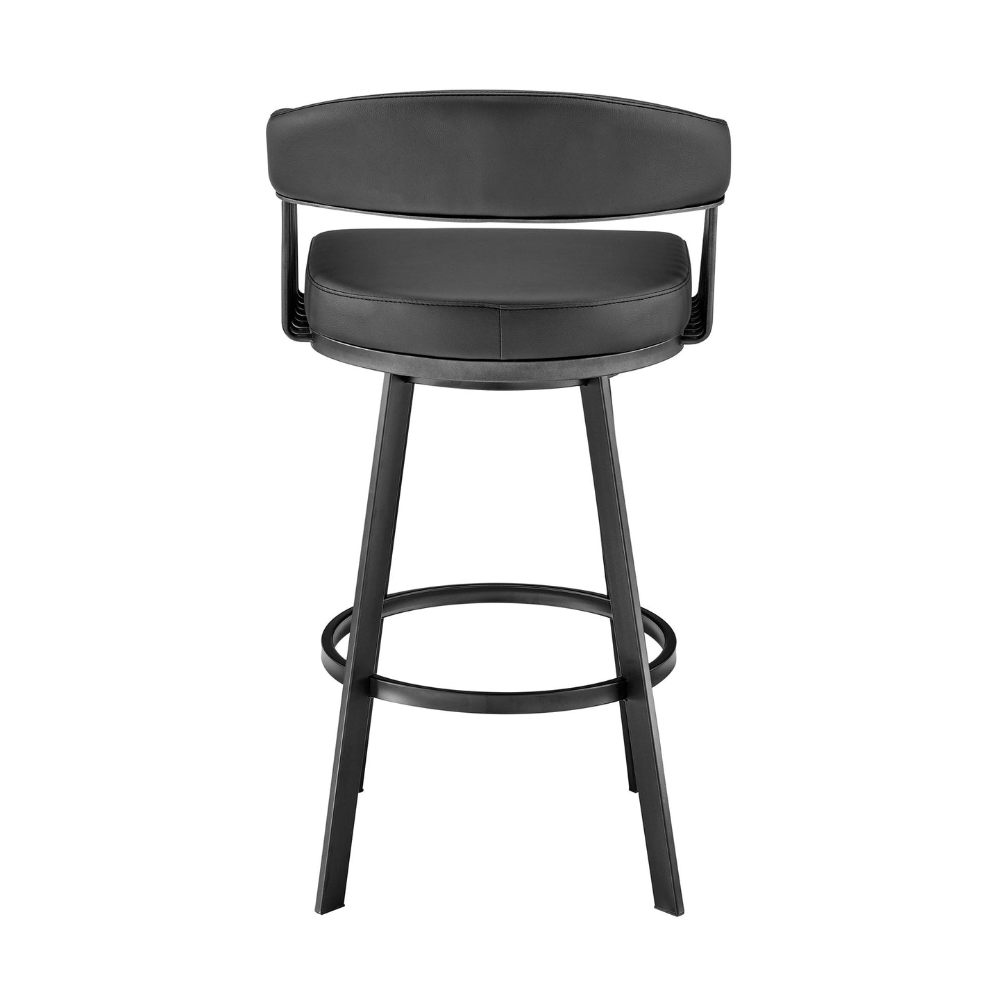 26" Mod Black Faux Leather Black Finish Swivel Bar Stool By Homeroots | Bar Stools | Modishstore - 6