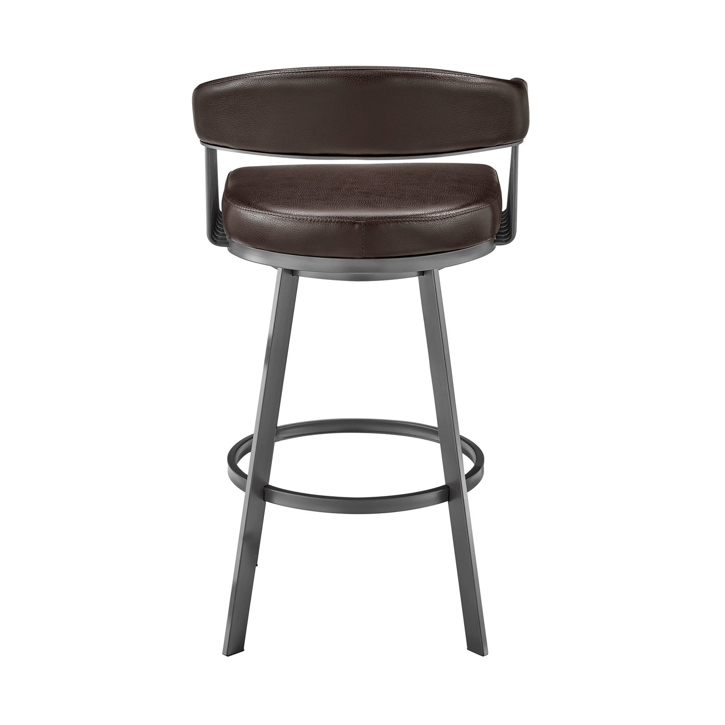 26" Mod Chocolate Faux Leather Java Brown Finish Swivel Bar Stool By Homeroots | Bar Stools | Modishstore - 6