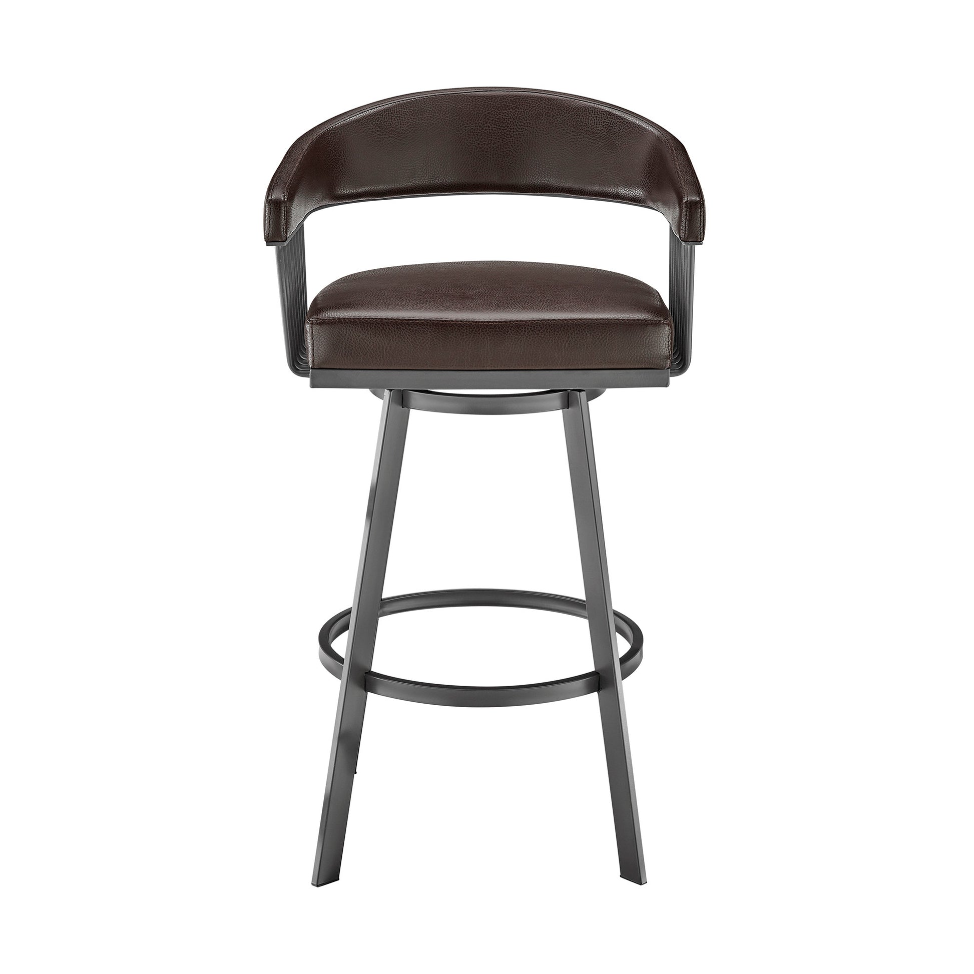 30" Mod Chocolate Faux Leather Java Brown Finish Swivel Bar Stool By Homeroots | Bar Stools | Modishstore - 3