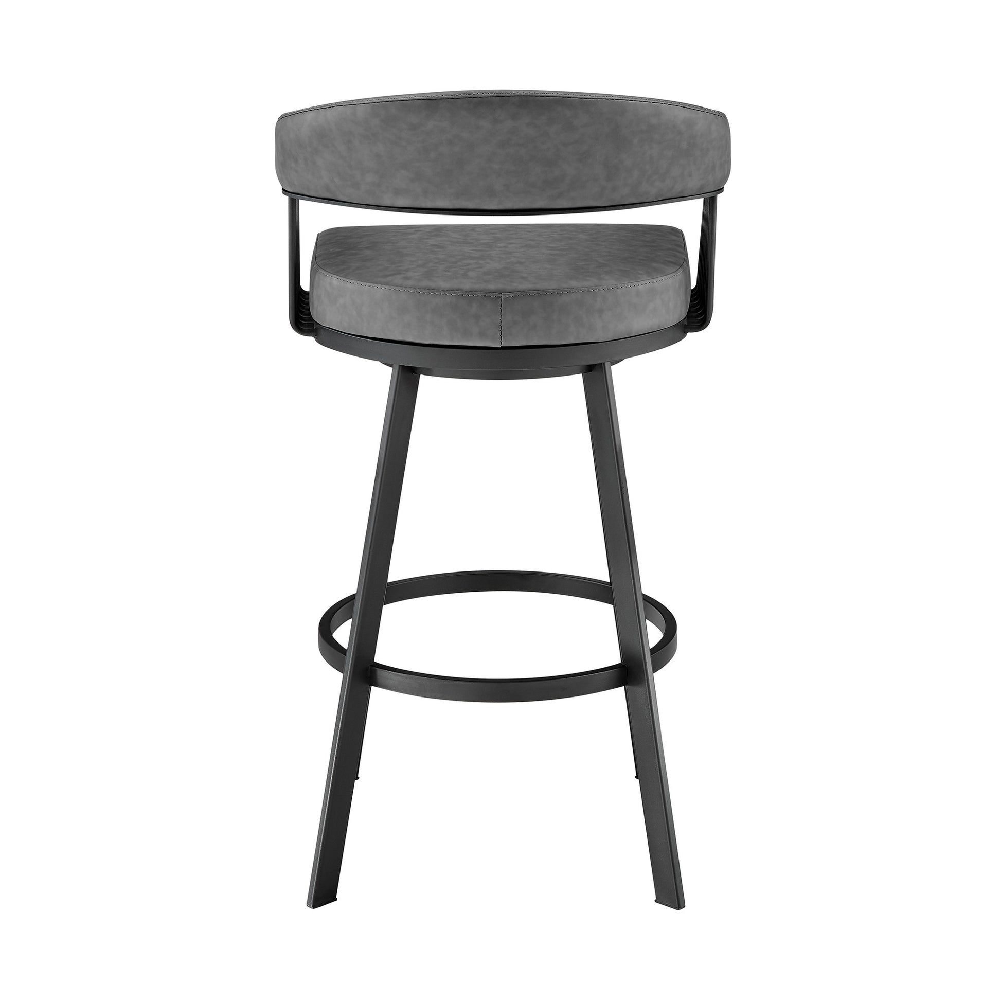 26" Mod Grey Faux Leather Black Finish Swivel Bar Stool By Homeroots | Bar Stools | Modishstore - 6