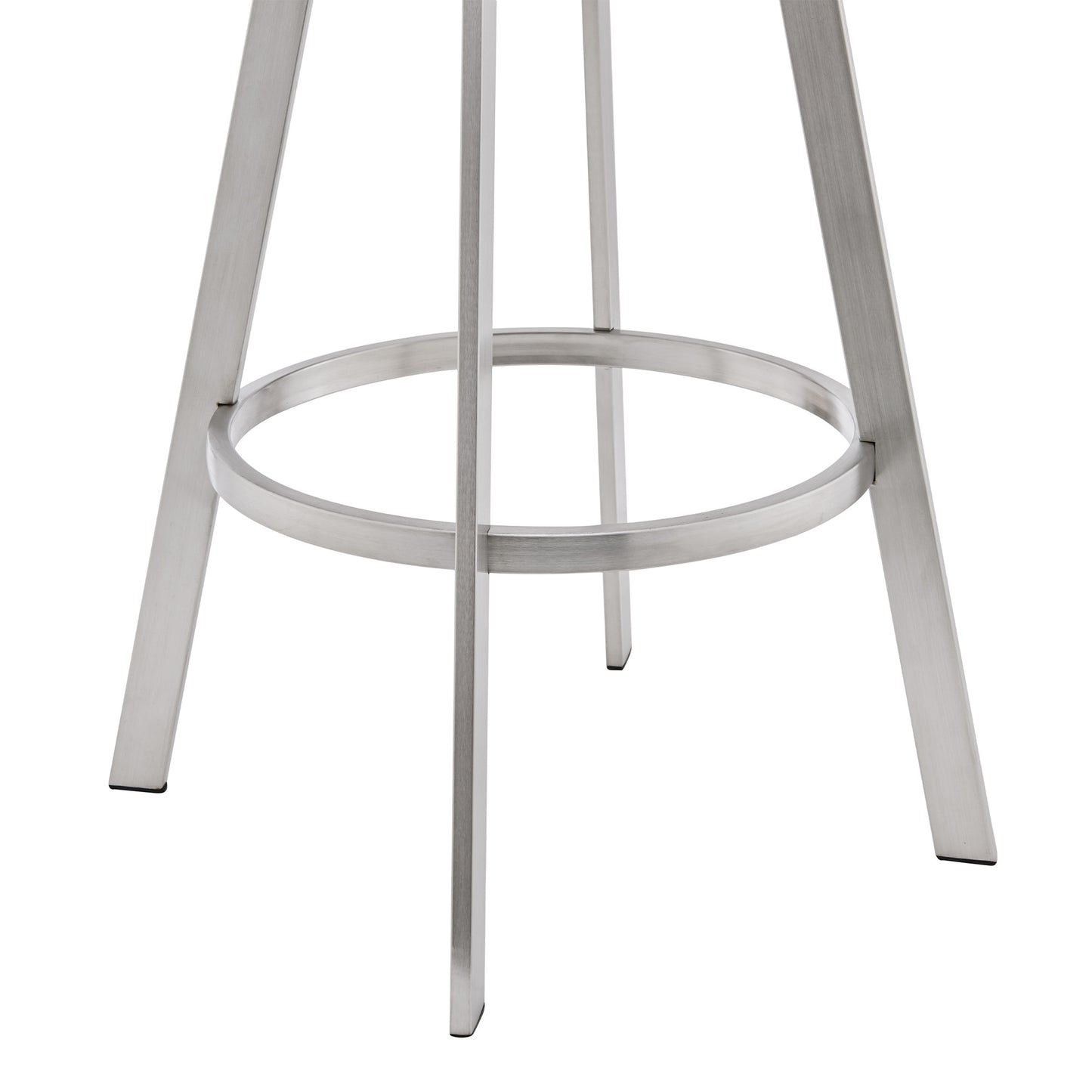 26" Mod White Faux Leather Brushed Silver Finish Swivel Bar Stool By Homeroots | Bar Stools | Modishstore - 7