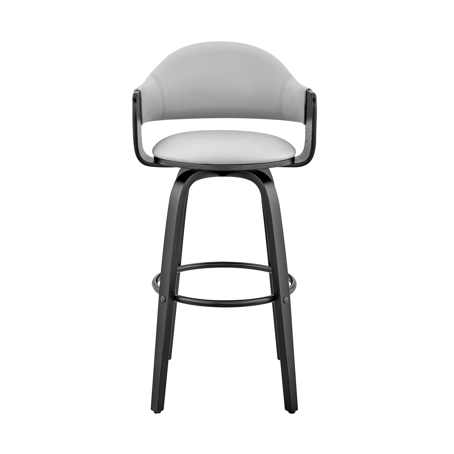 26" Rich Grey Faux Leather Walnut Wood Bar Stool By Homeroots | Bar Stools | Modishstore - 3