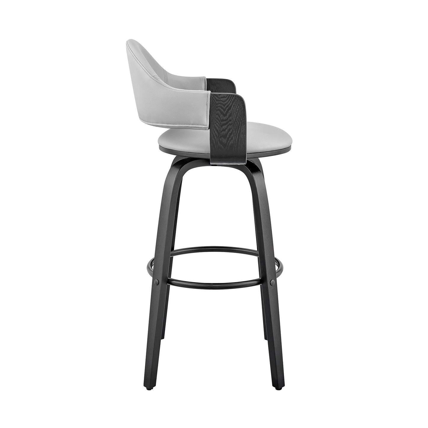 26" Rich Grey Faux Leather Walnut Wood Bar Stool By Homeroots | Bar Stools | Modishstore - 4